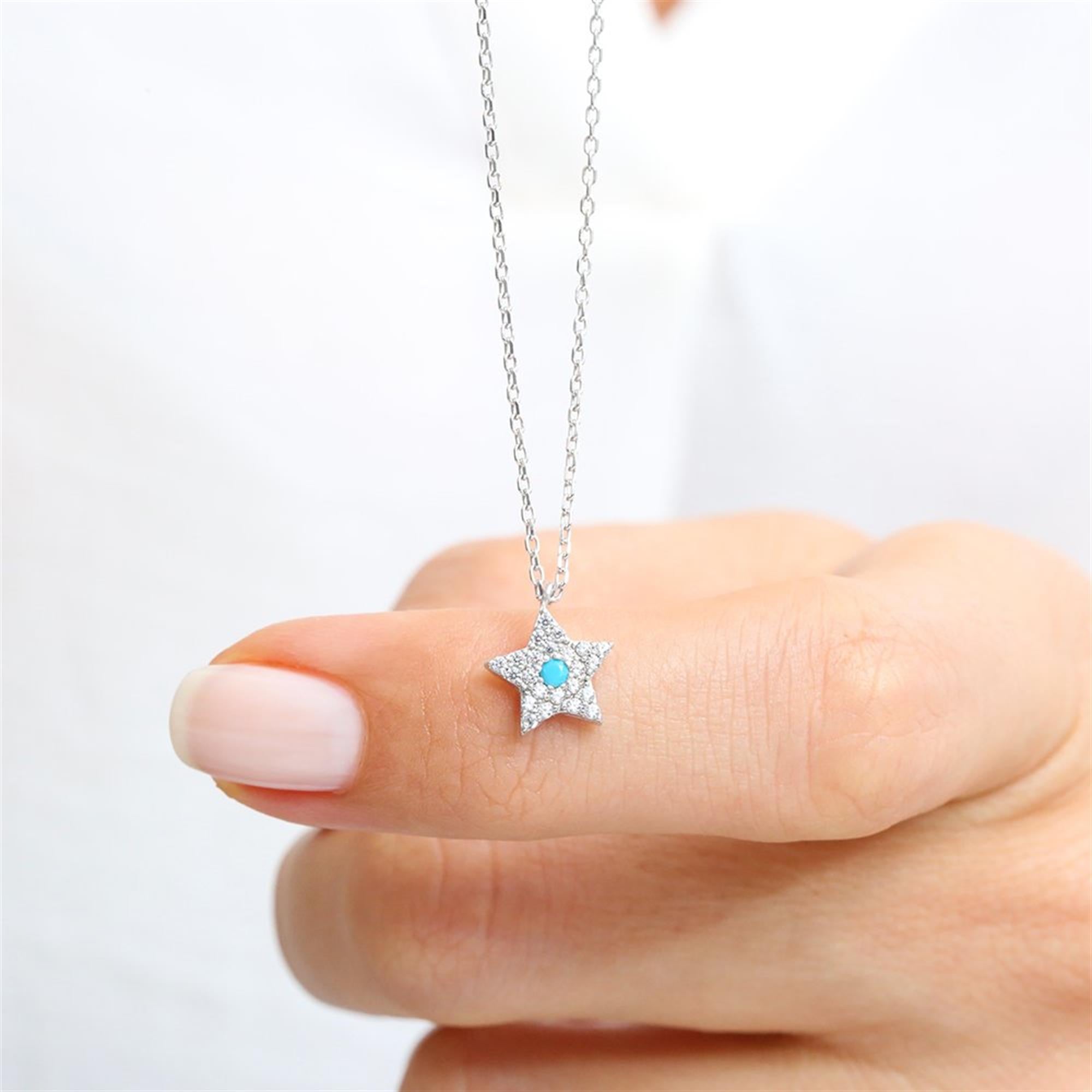 Turquoise Star Silver Necklace