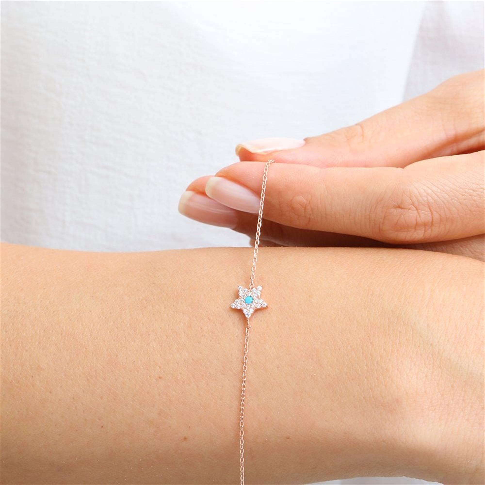 Turquoise Star Rose Gold Bracelet