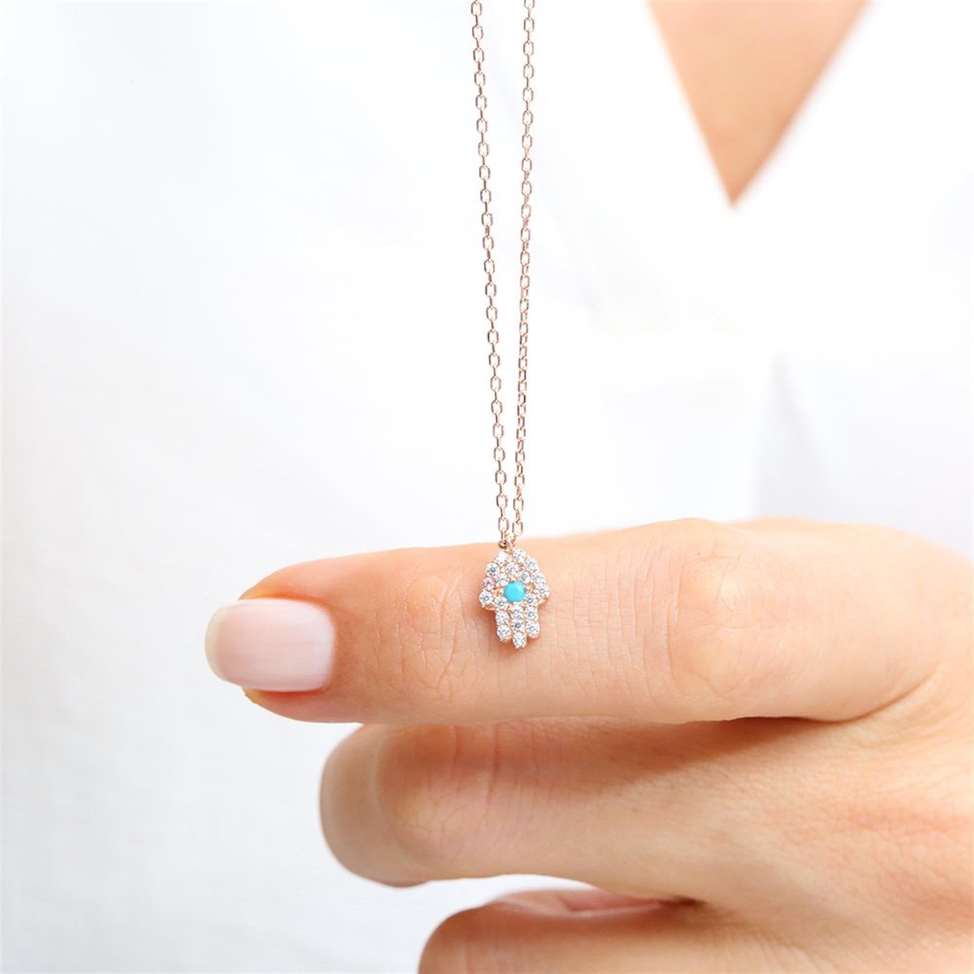 Turquoise Fatima Hand Rose Gold Jewelry Set