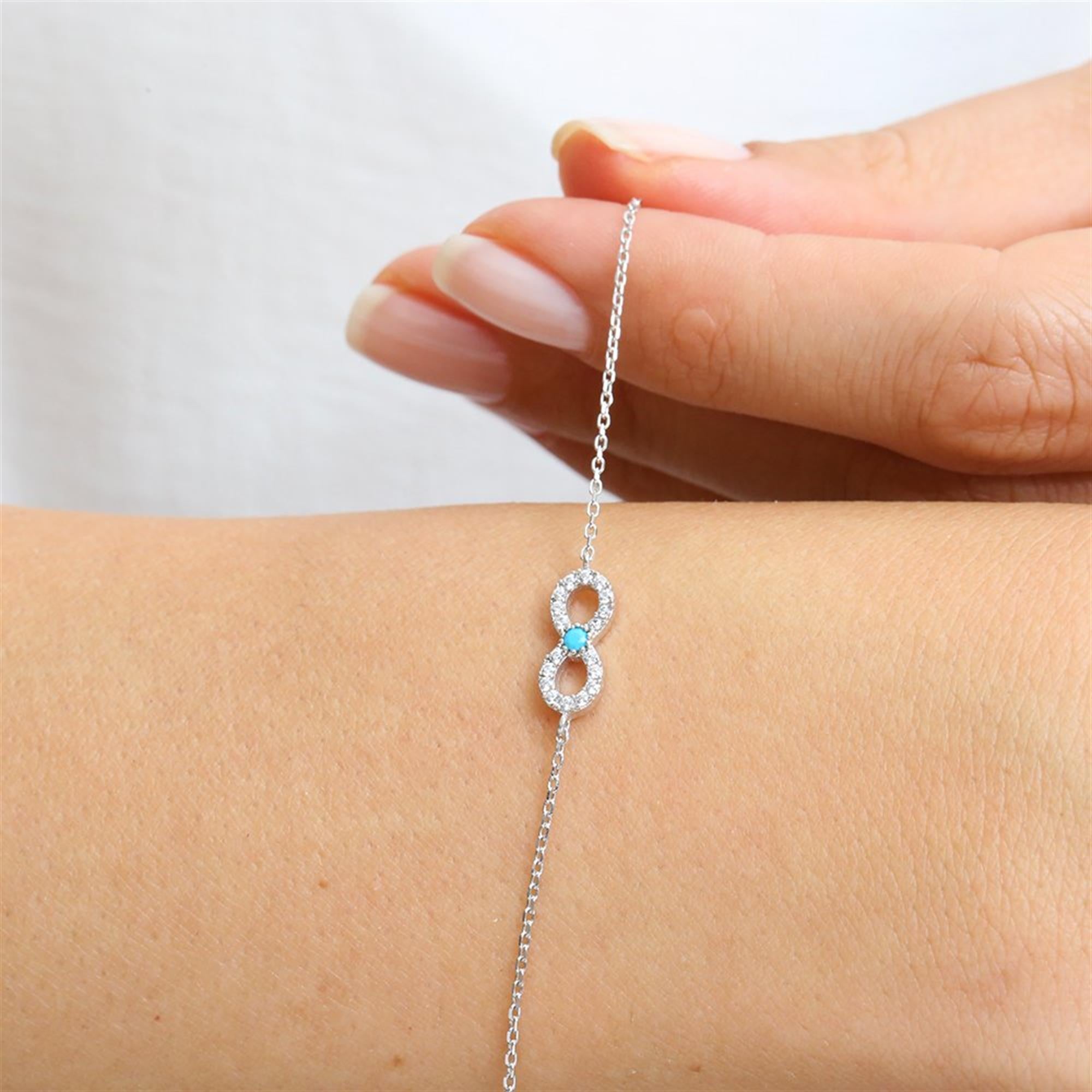 Turquoise Details Infinity Silver Jewelry Set