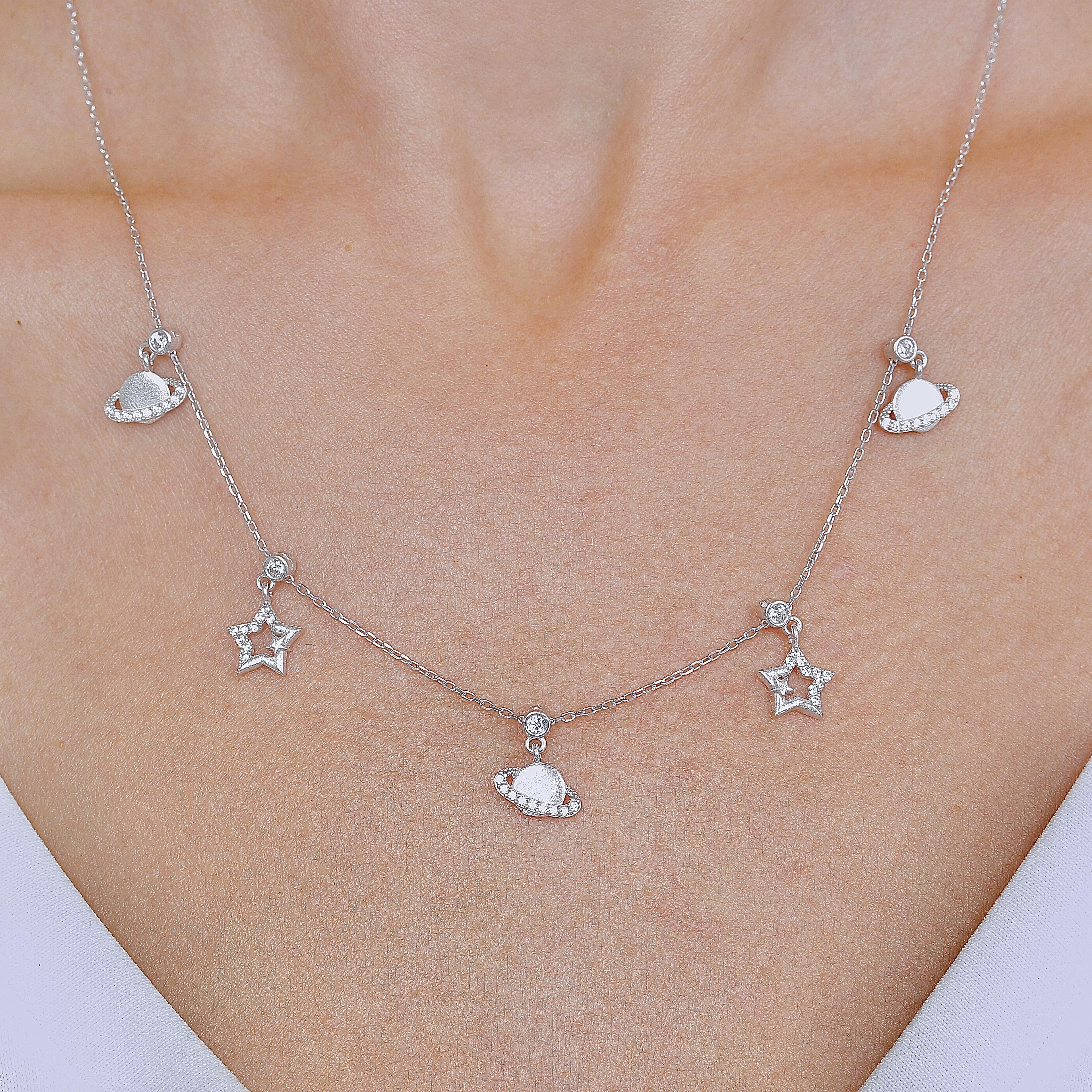 Galaxy Gateway Lucky Silver Choker Necklace