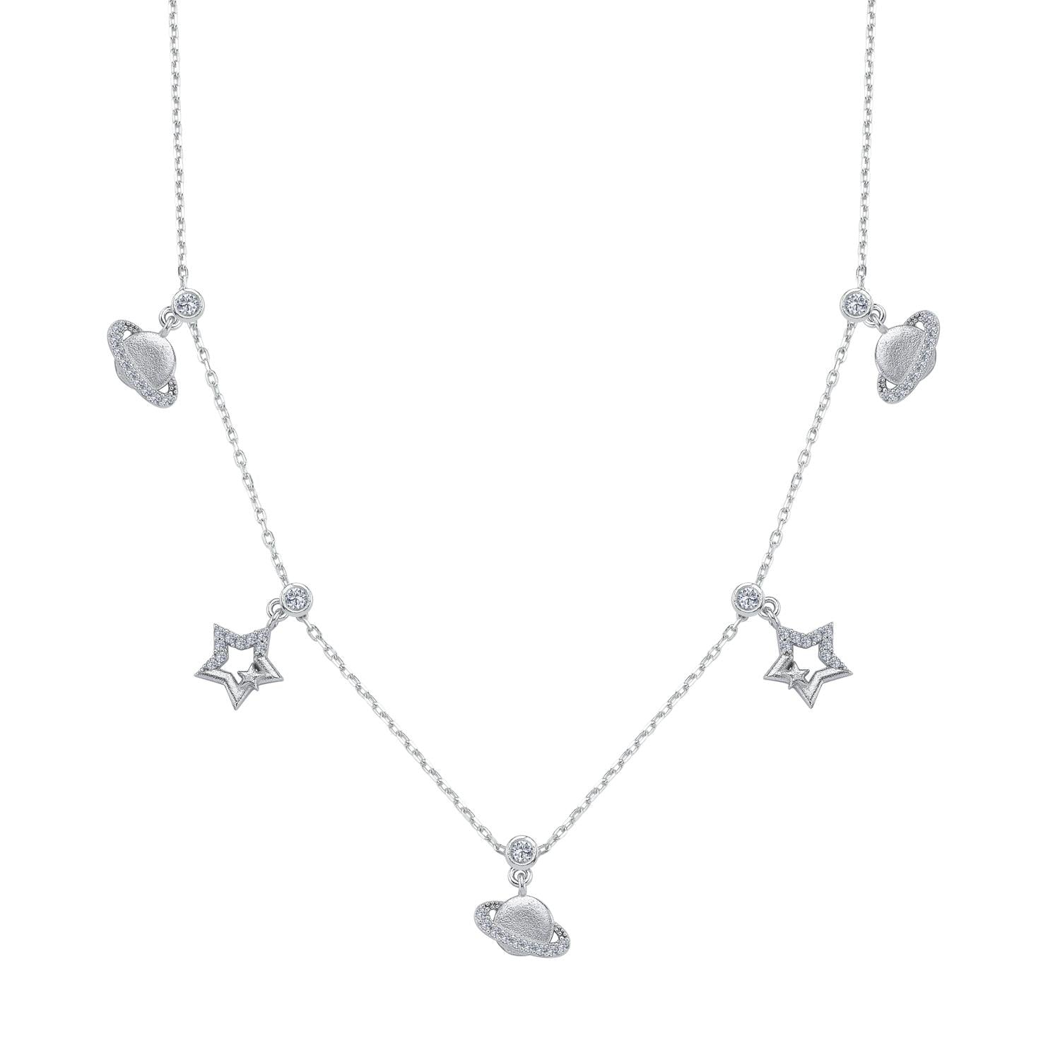 Galaxy Gateway Lucky Silver Choker Necklace
