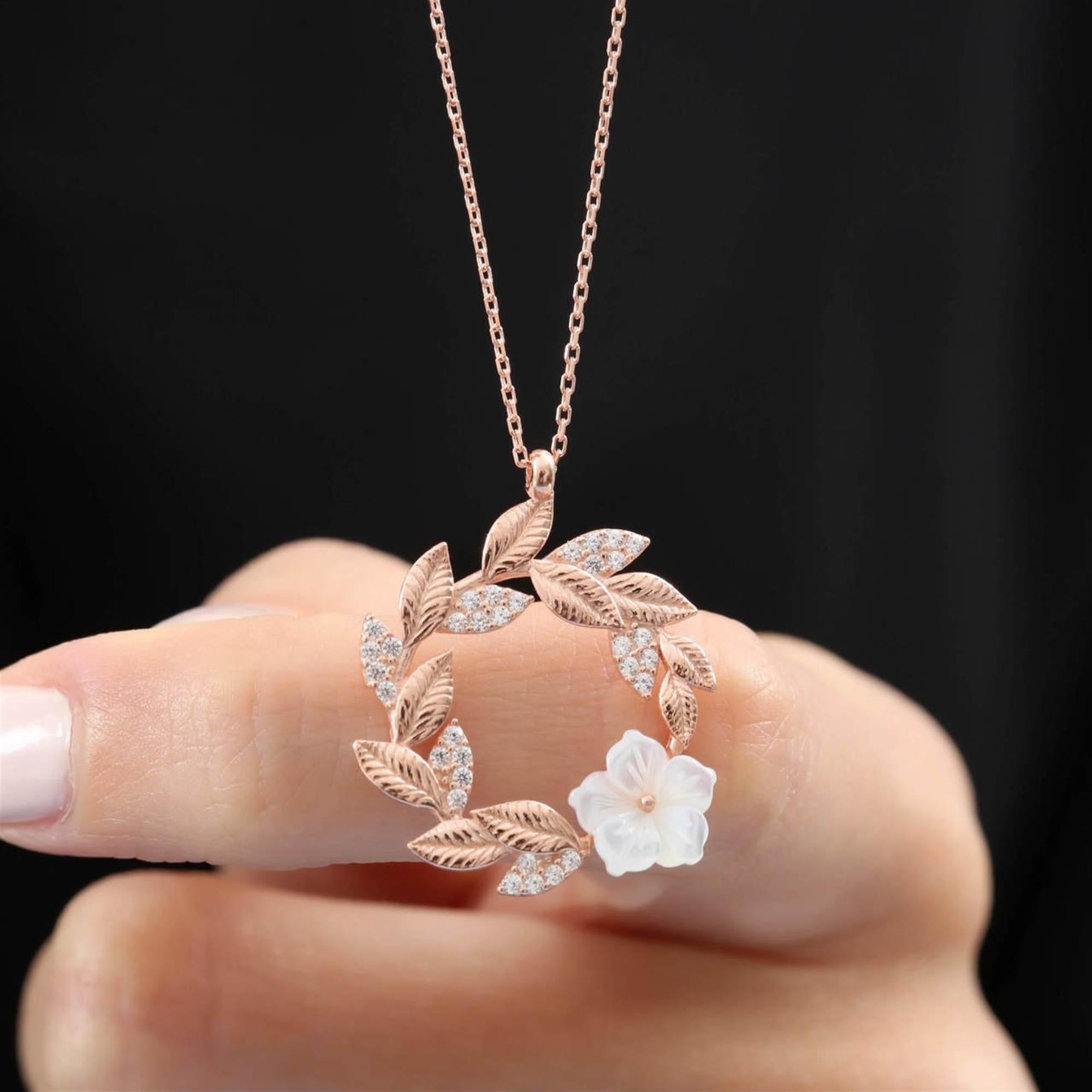 Bridal Bloom Wreath Rose Gold Necklace