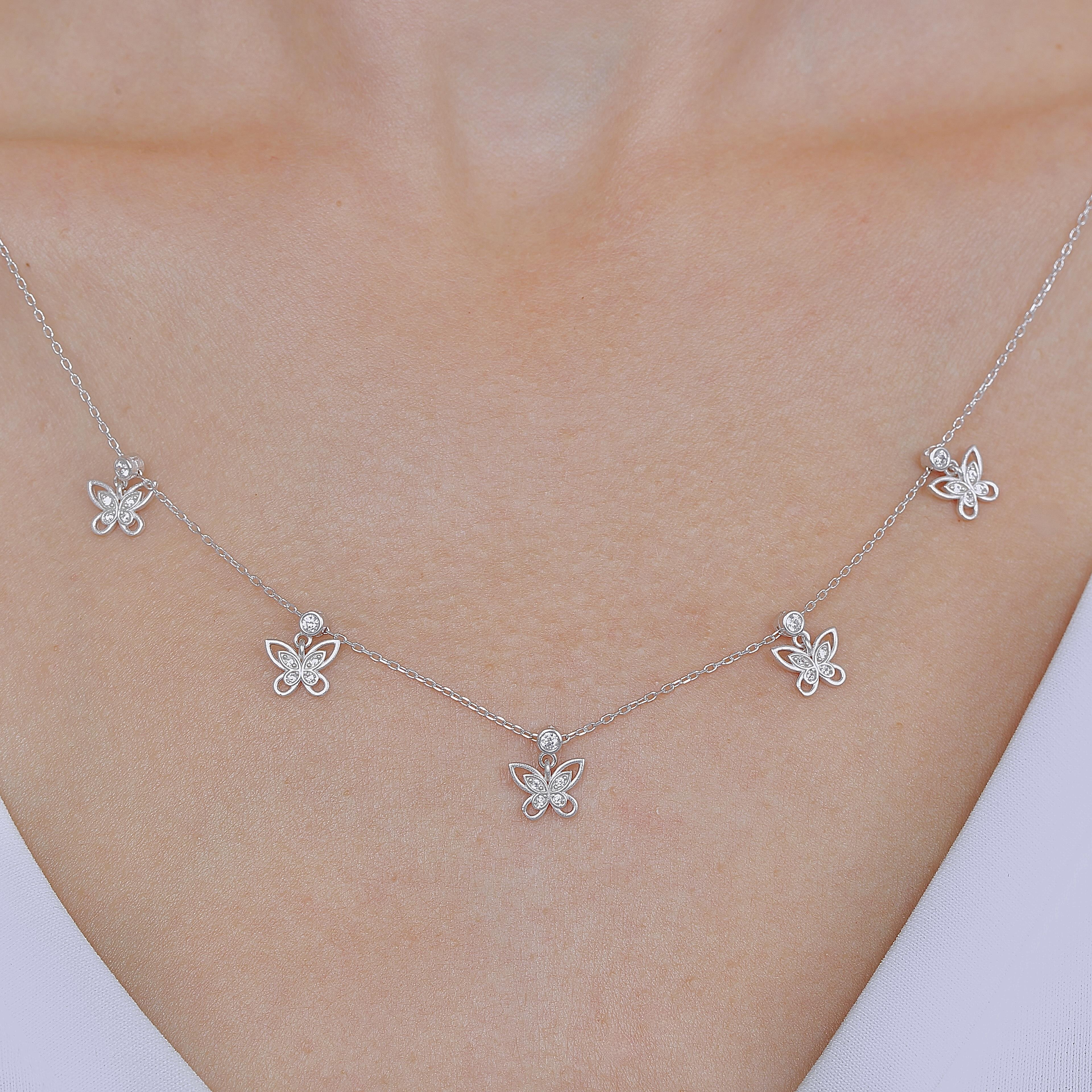 Wings of Butterfly Choker Silver Lucky Necklace