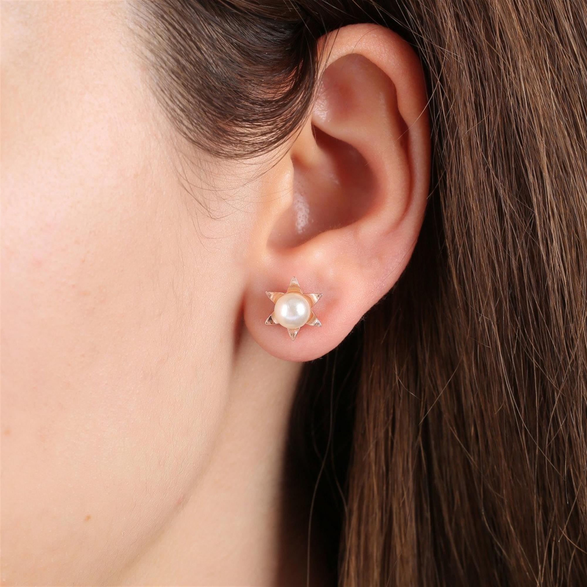 Pearl Star Flowers Rose Gold Earrings