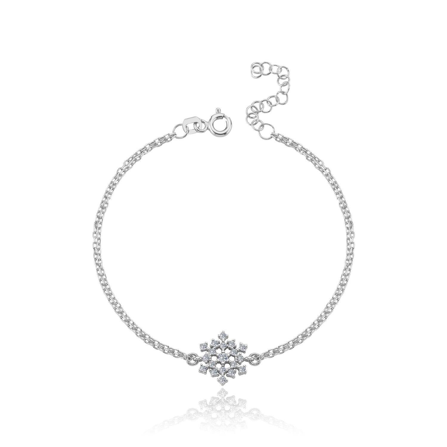 Sparkle Crystal Snowflake Silver Bracelet
