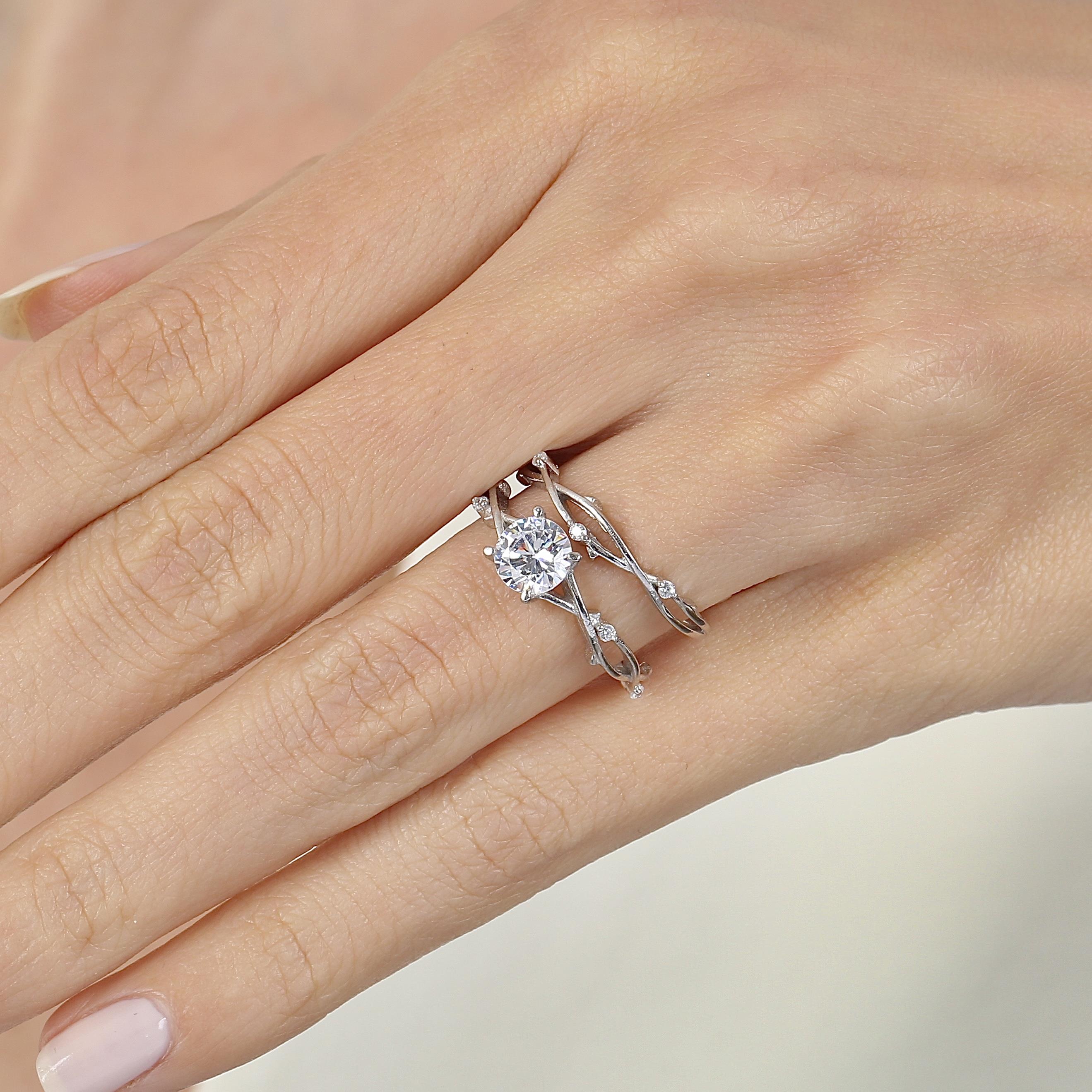 925 Sterling Silver Vine Engagement Ring