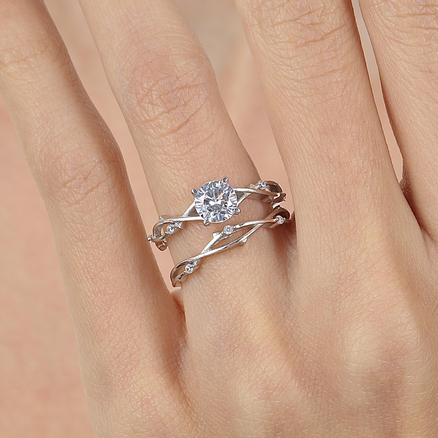 925 Sterling Silver Vine Engagement Ring