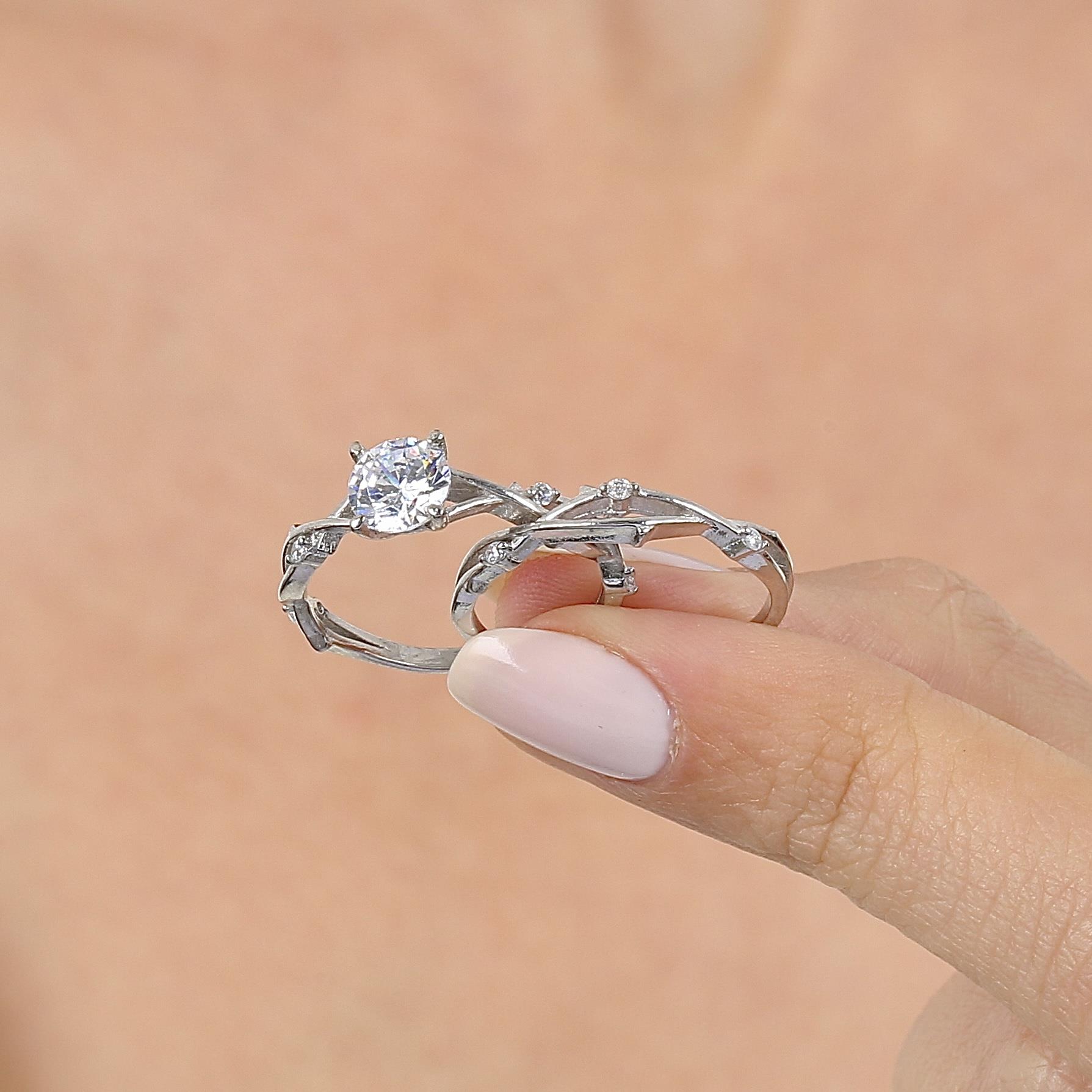 925 Sterling Silver Vine Engagement Ring