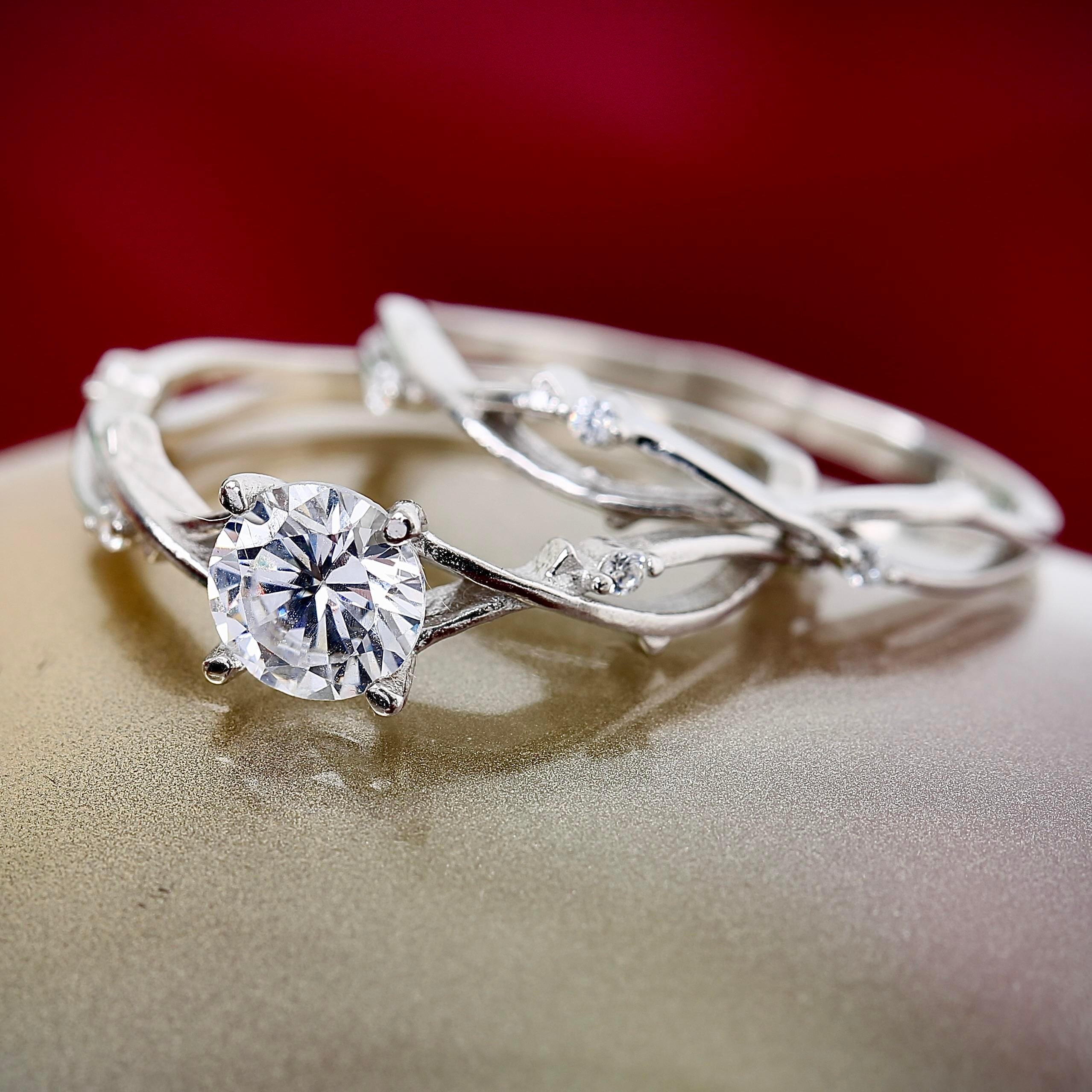 925 Sterling Silver Vine Engagement Ring
