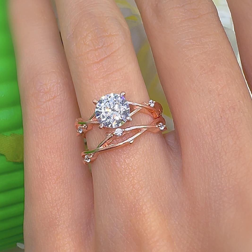 Solitaire Rose Gold Vine Engagement Ring