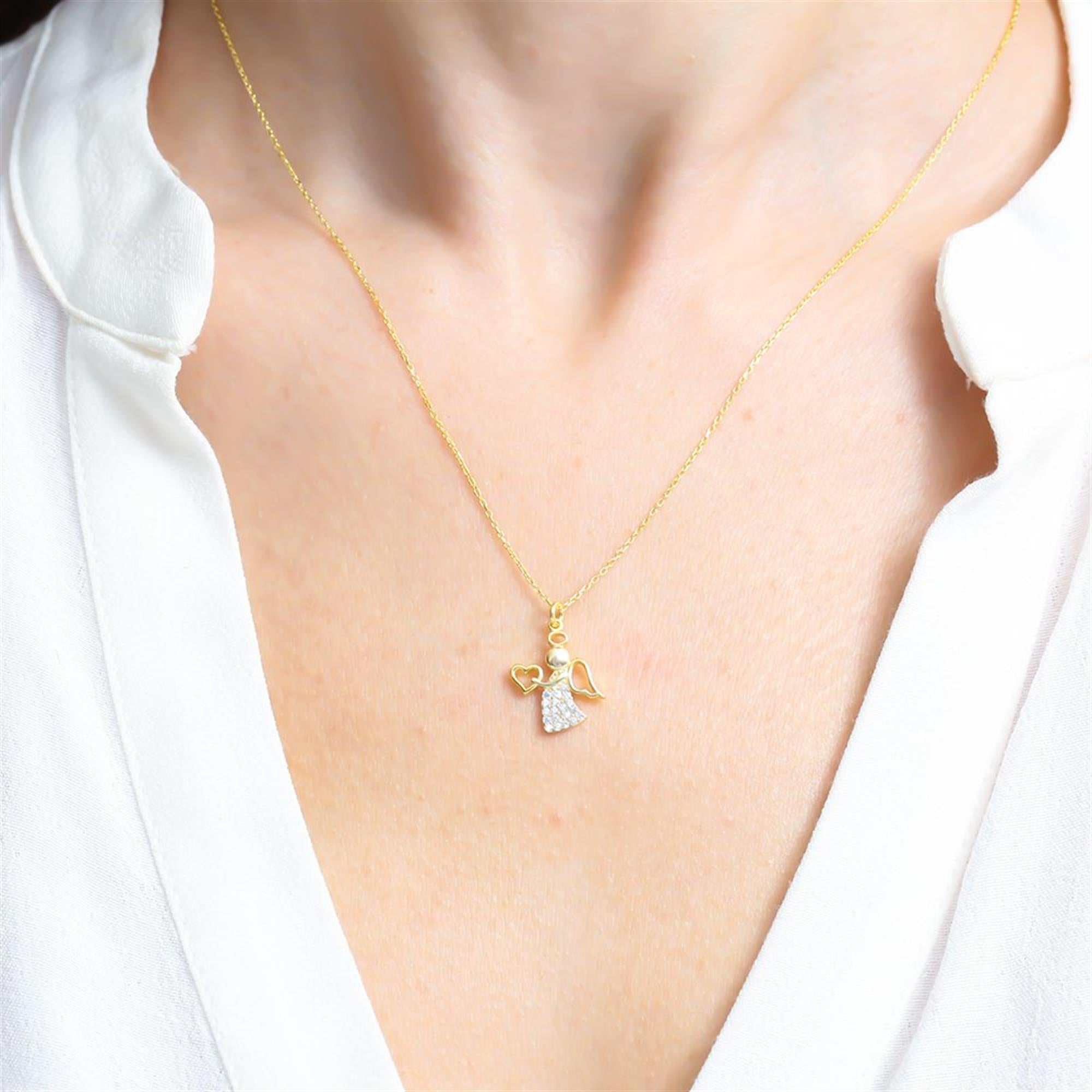 Sparkling Angel of Love Gold Plated Necklace