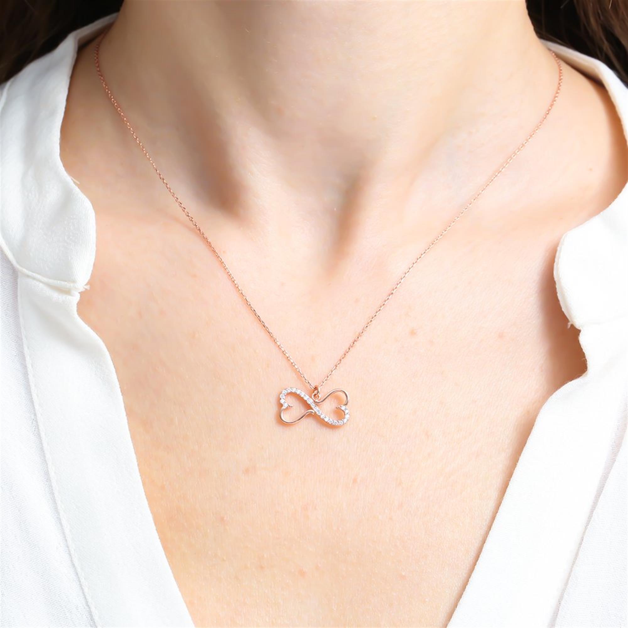 Infinity Love Heart Rose Gold Necklace