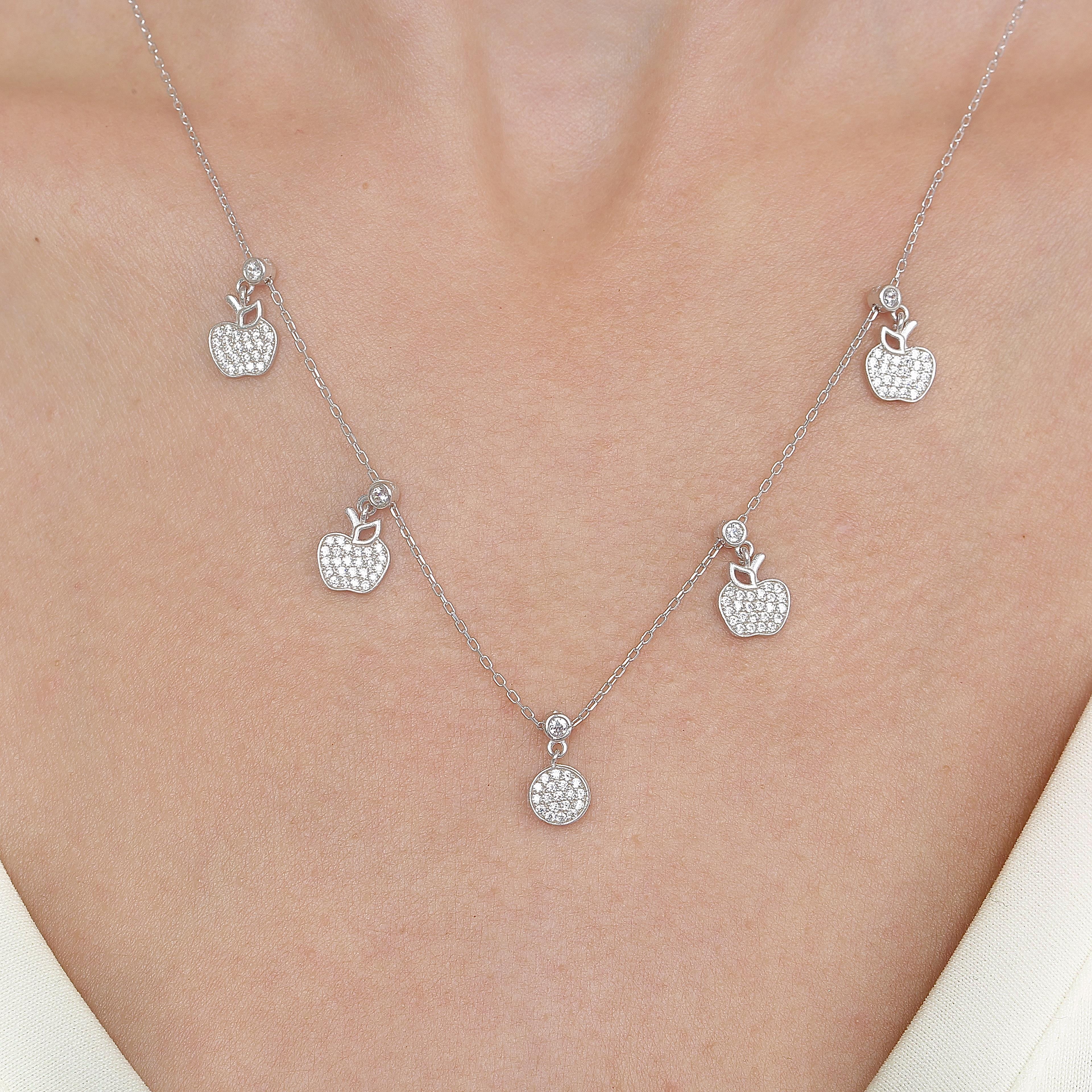 Sparkling Apples Lucky Silver Choker Necklace
