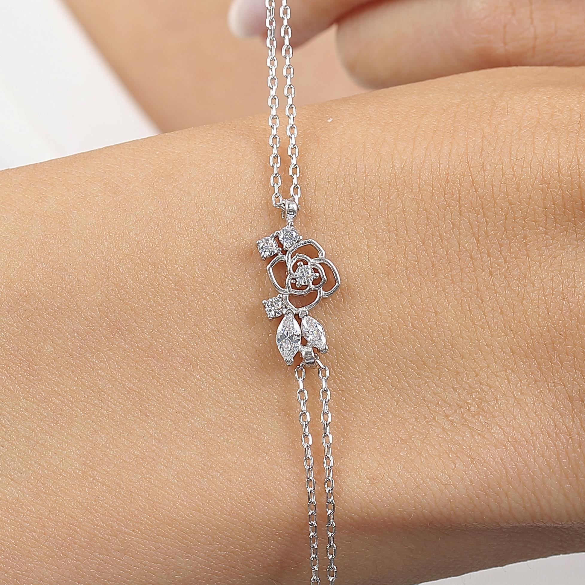 Sparkling Rose Melody Silver Bracelet