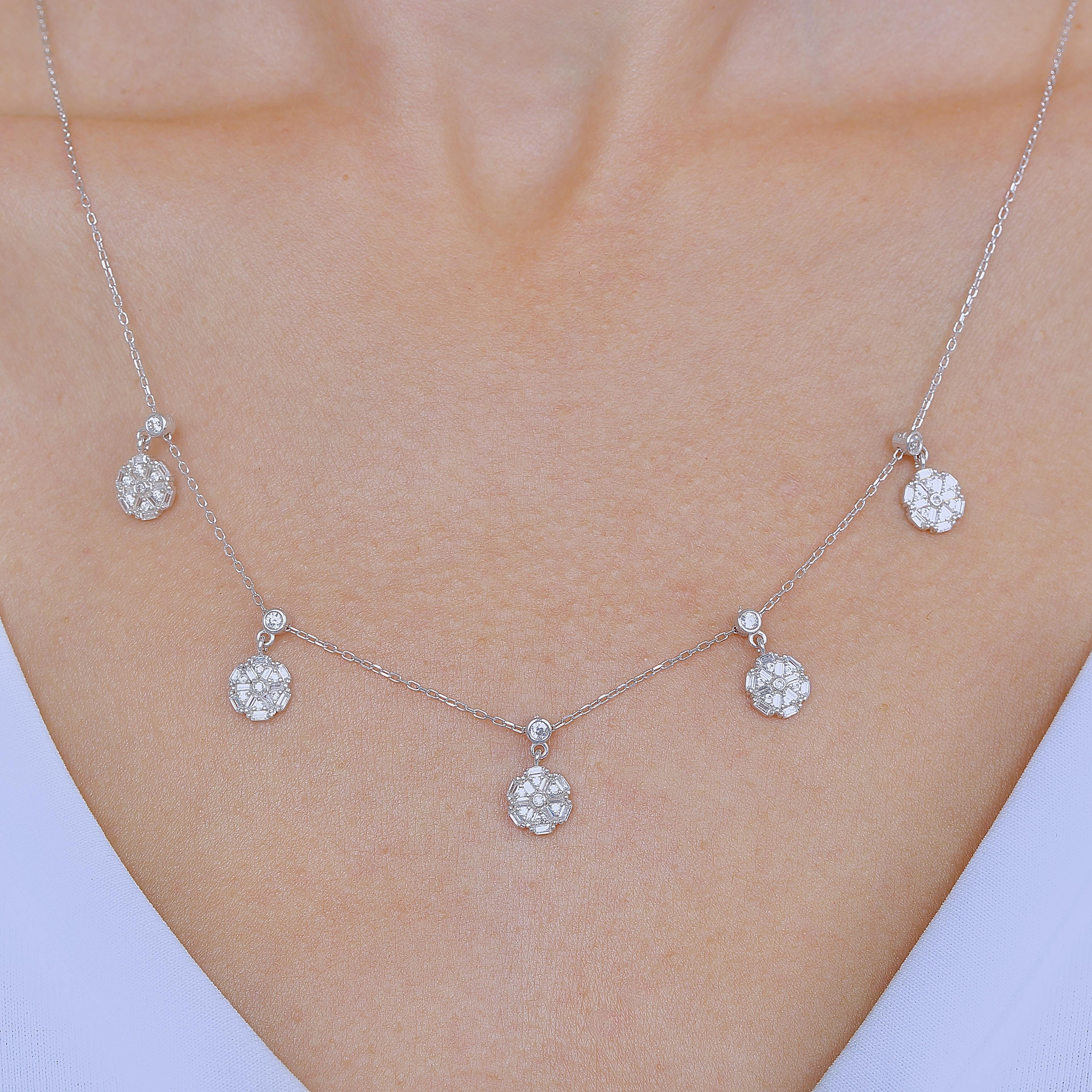 Sparkling Roses Lucky Silver Choker Necklace
