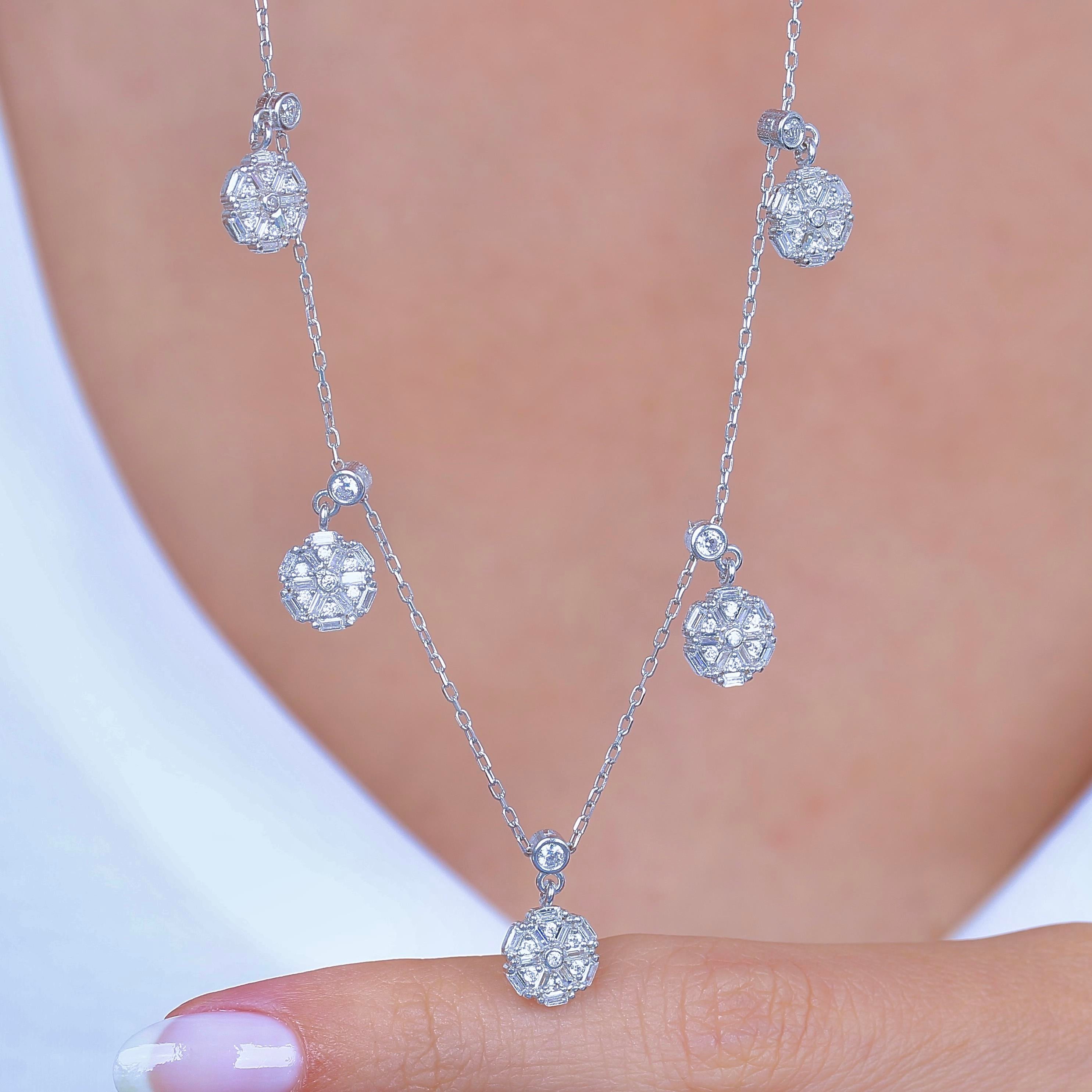Sparkling Roses Lucky Silver Choker Necklace