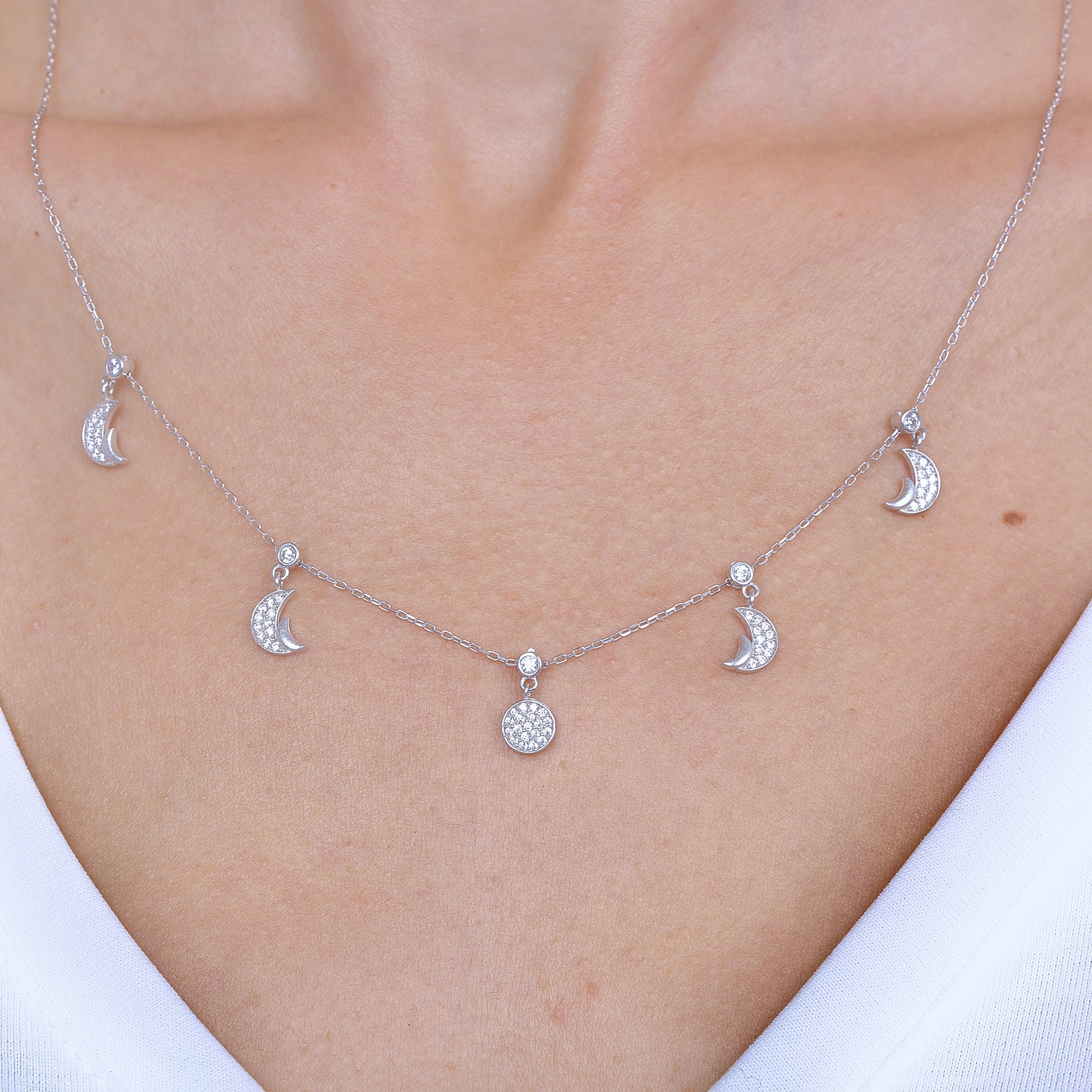 Crescent Choker Silver Luck Necklace