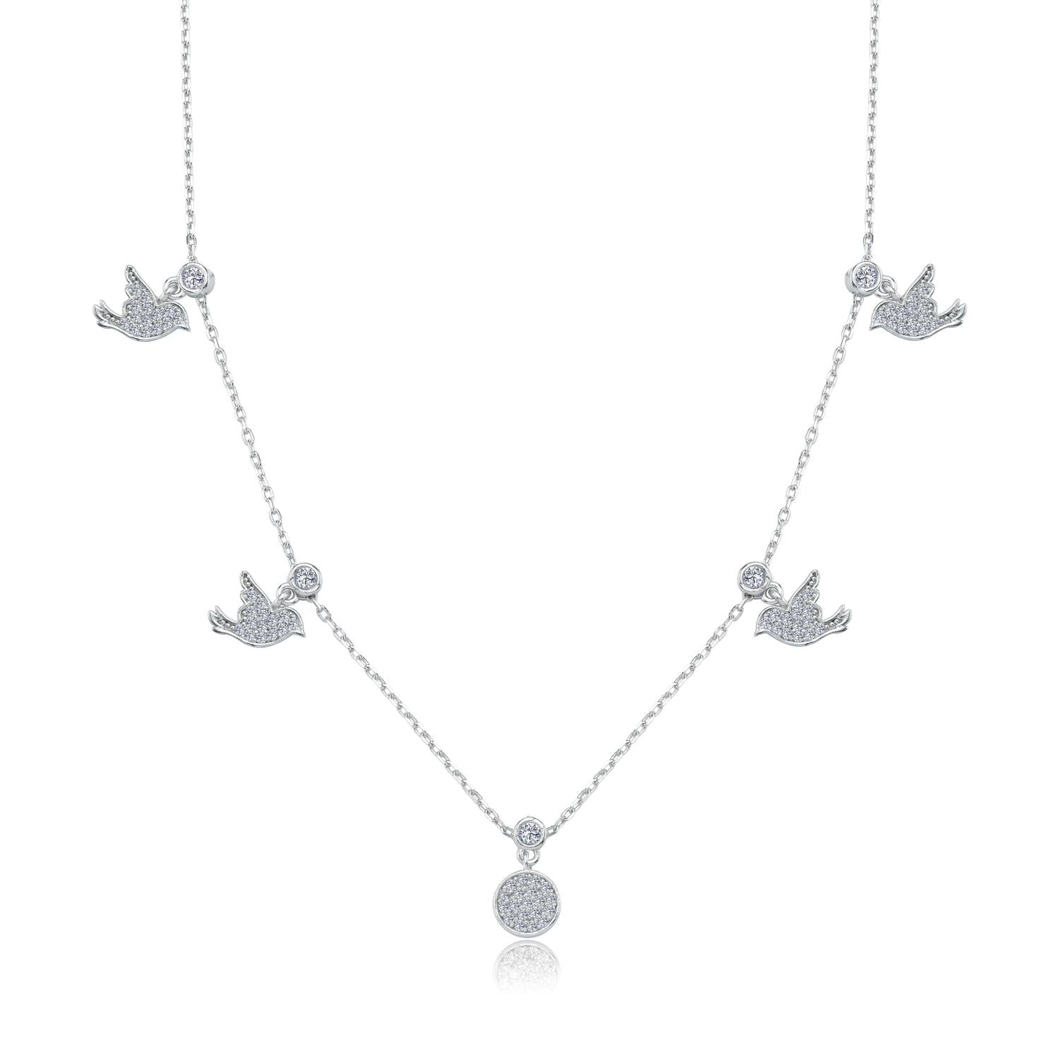 Sparkling Wings Lucky Silver Choker Necklace