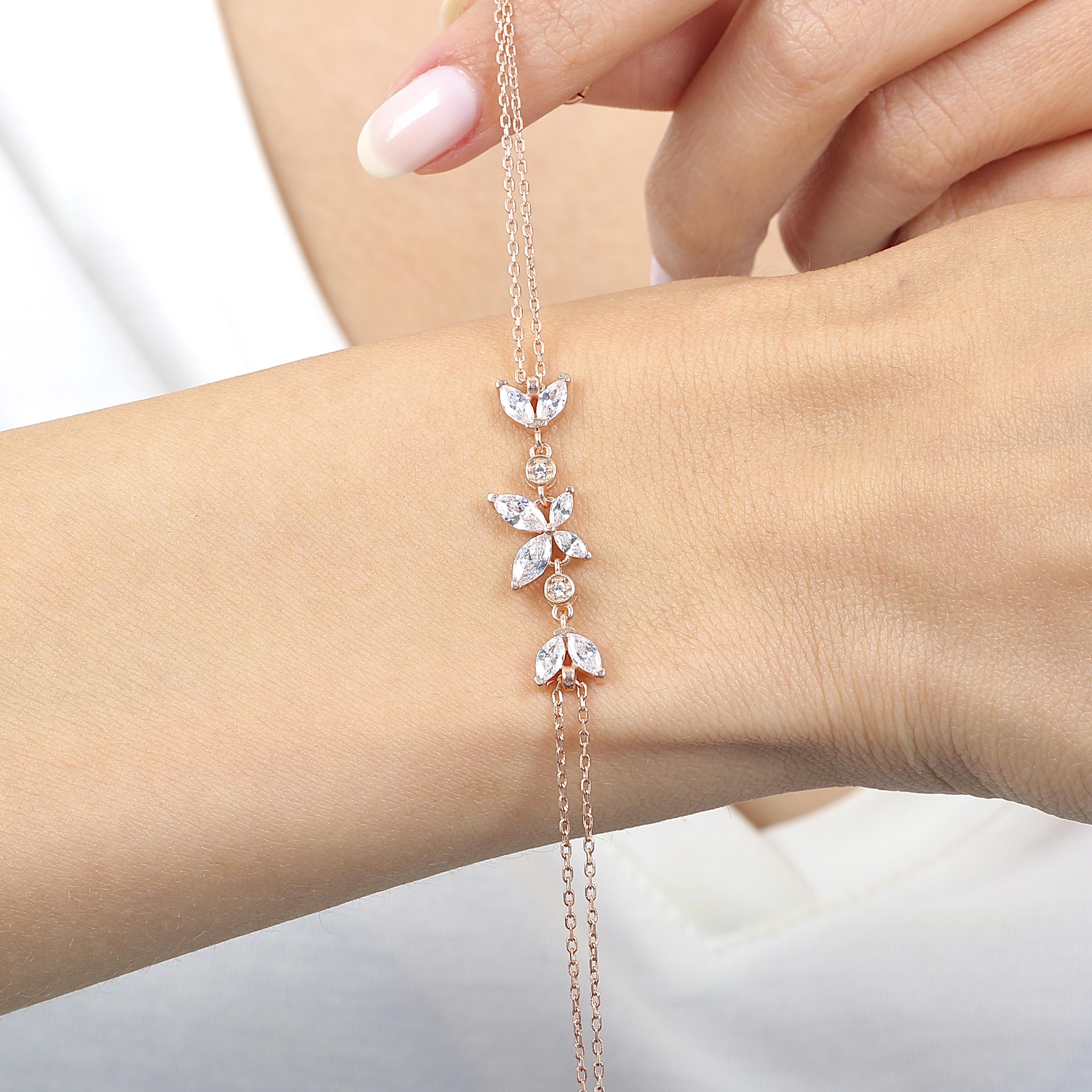 Sparkling Butterfly Elegance Rose Gold Bracelet