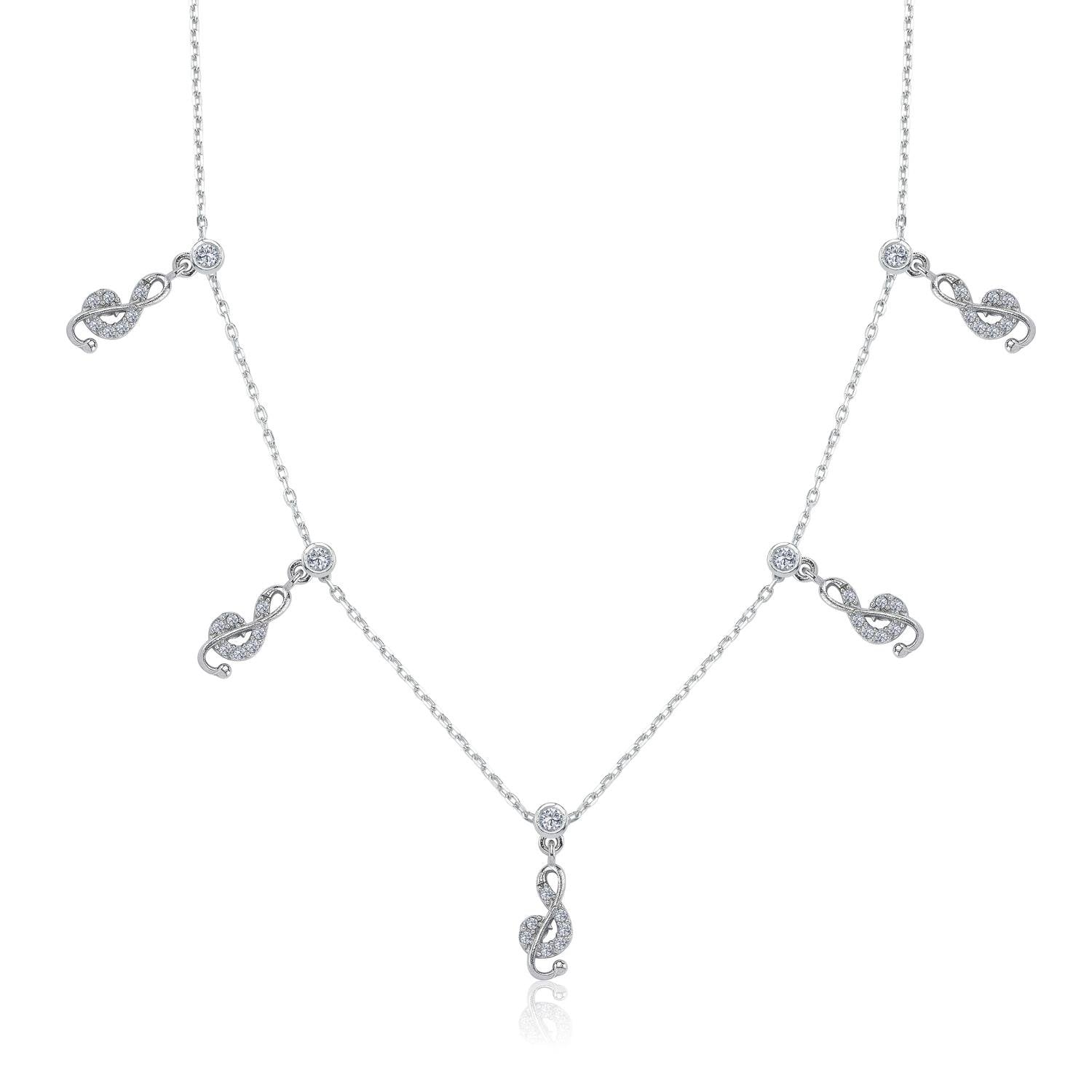 Sparkling Melody Luck Silver Choker Necklace