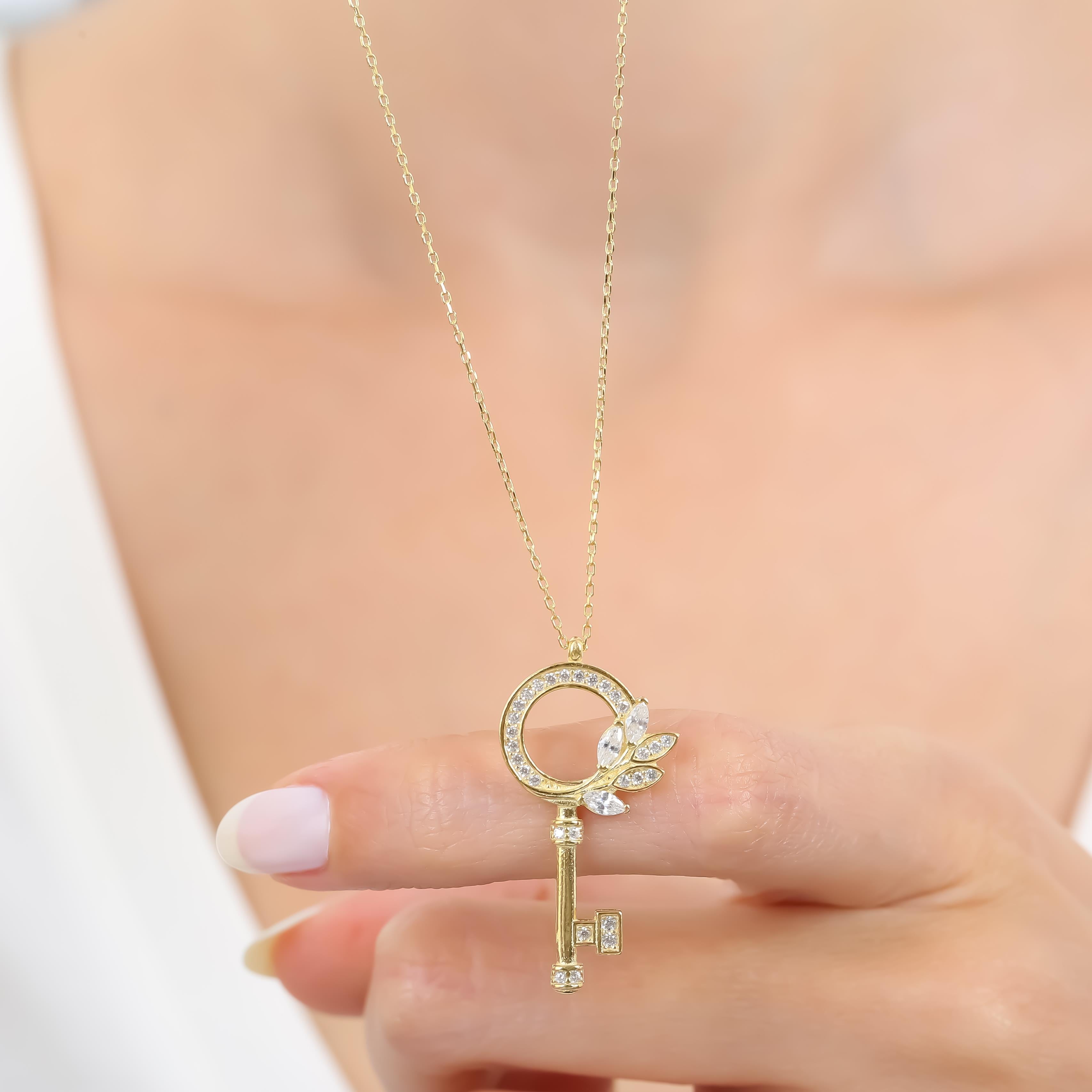 Sparkling Dream Key Gold Plated Necklace