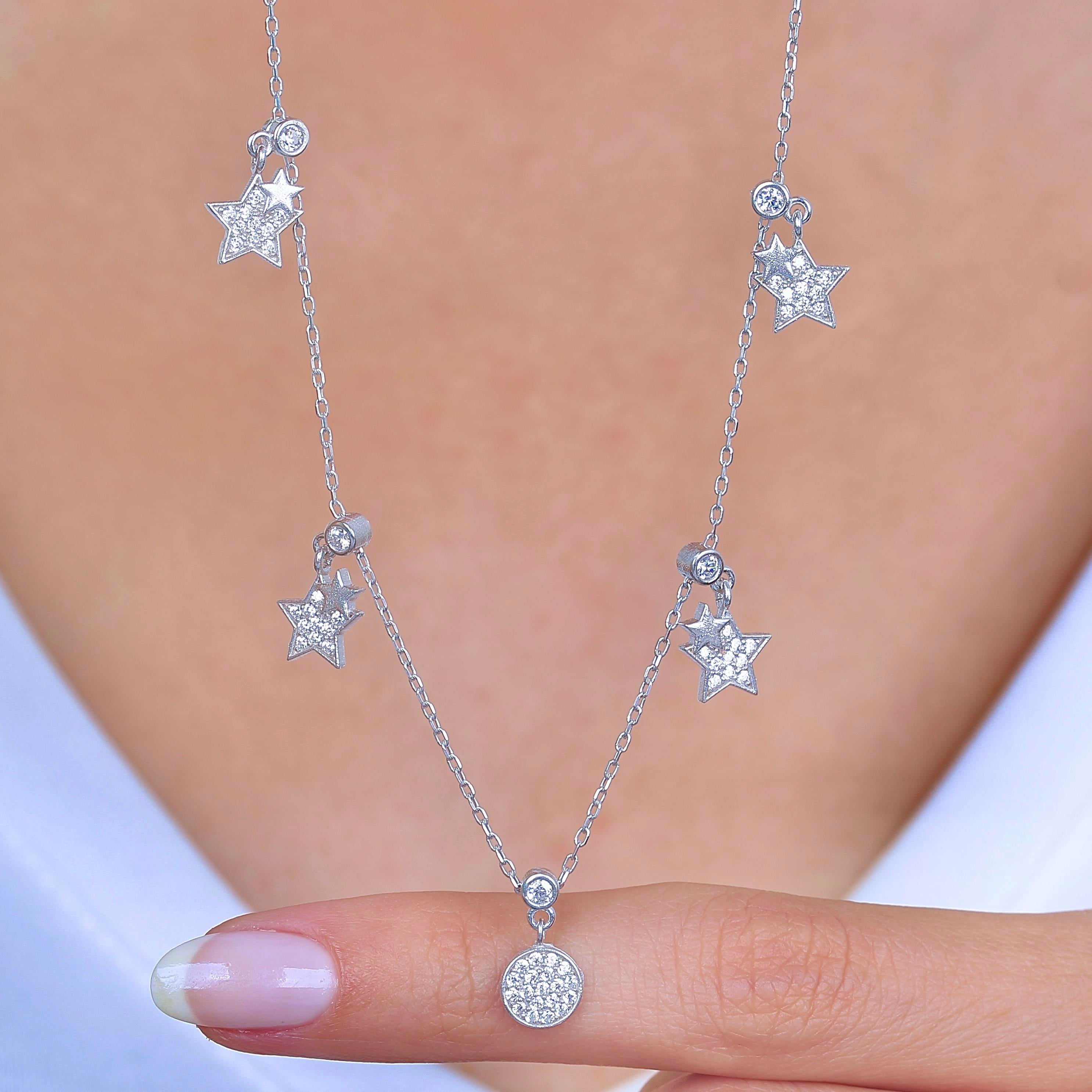 Sparkling Stars Silver Luck Choker Necklace