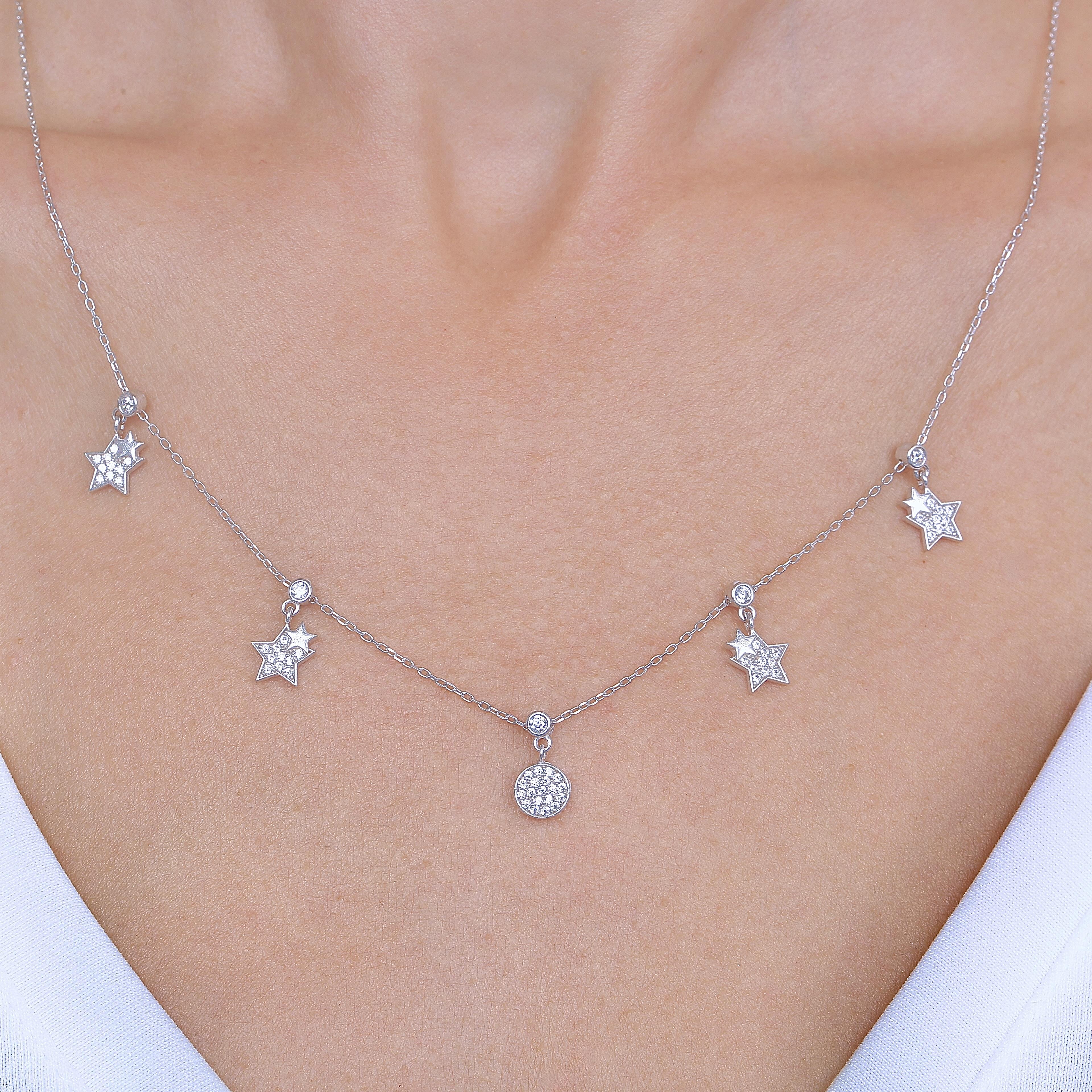 Sparkling Stars Silver Luck Choker Necklace