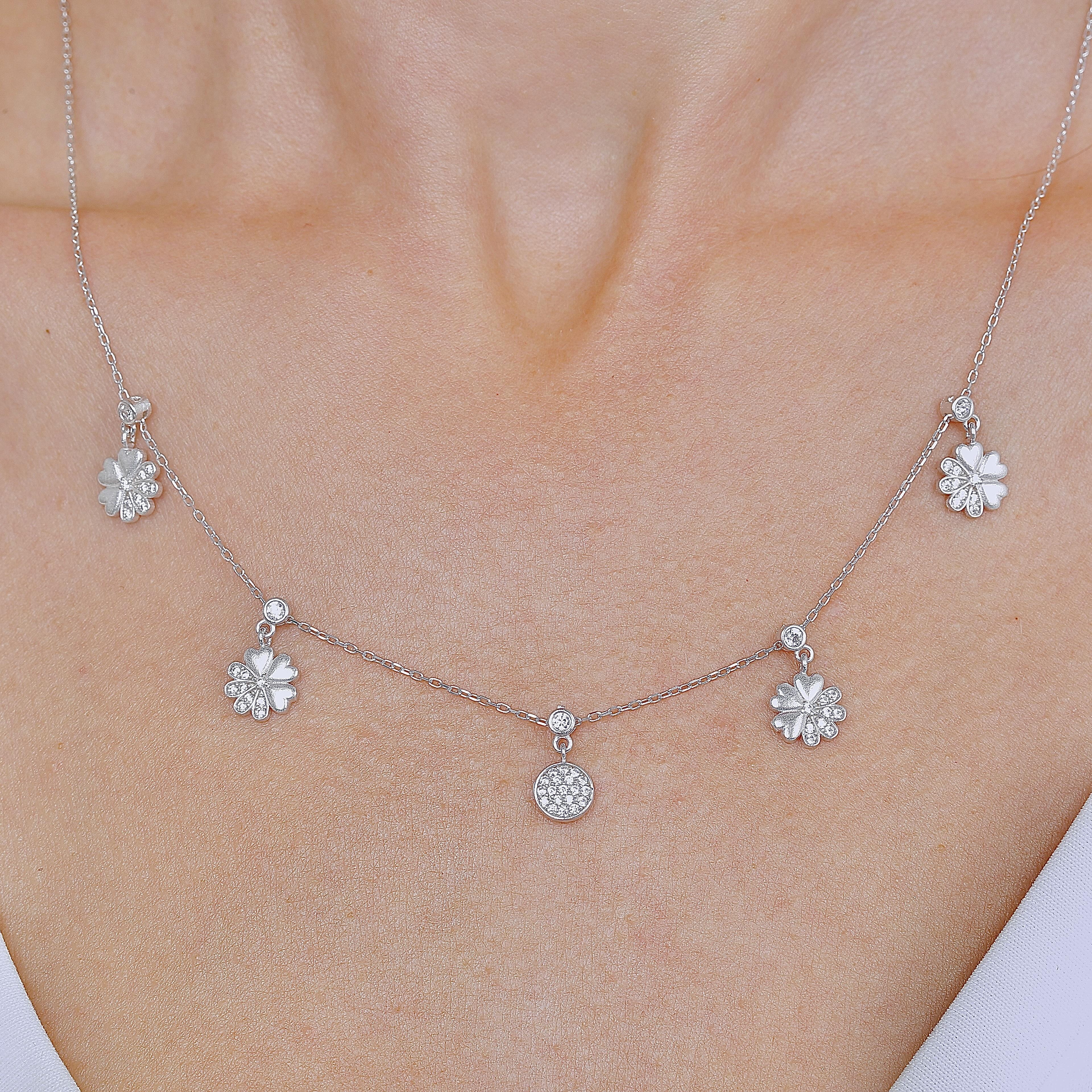 Sparkling Clover Silver Luck Choker Necklace