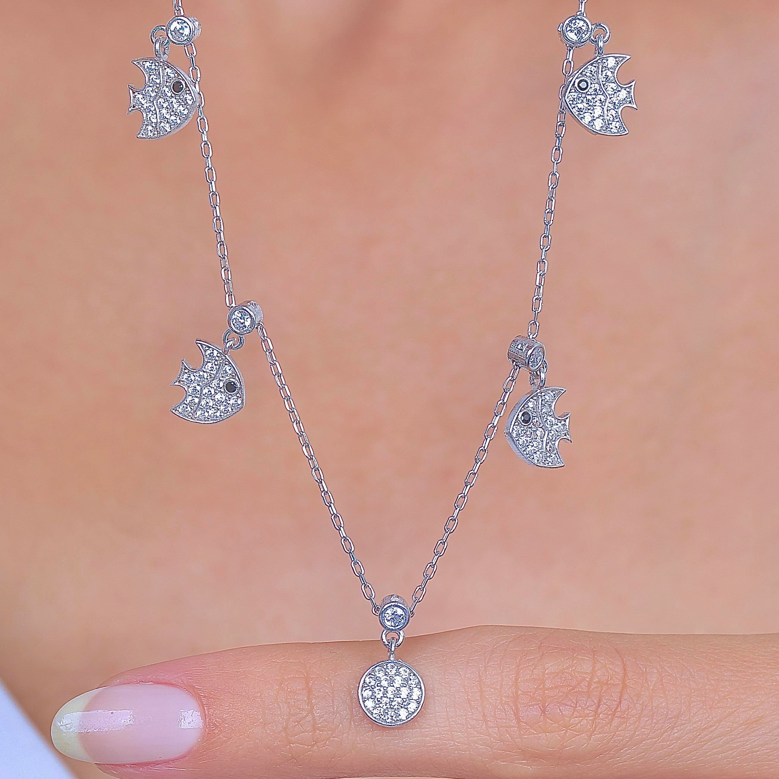 Sparkling Fins Choker Silver Luck Necklace