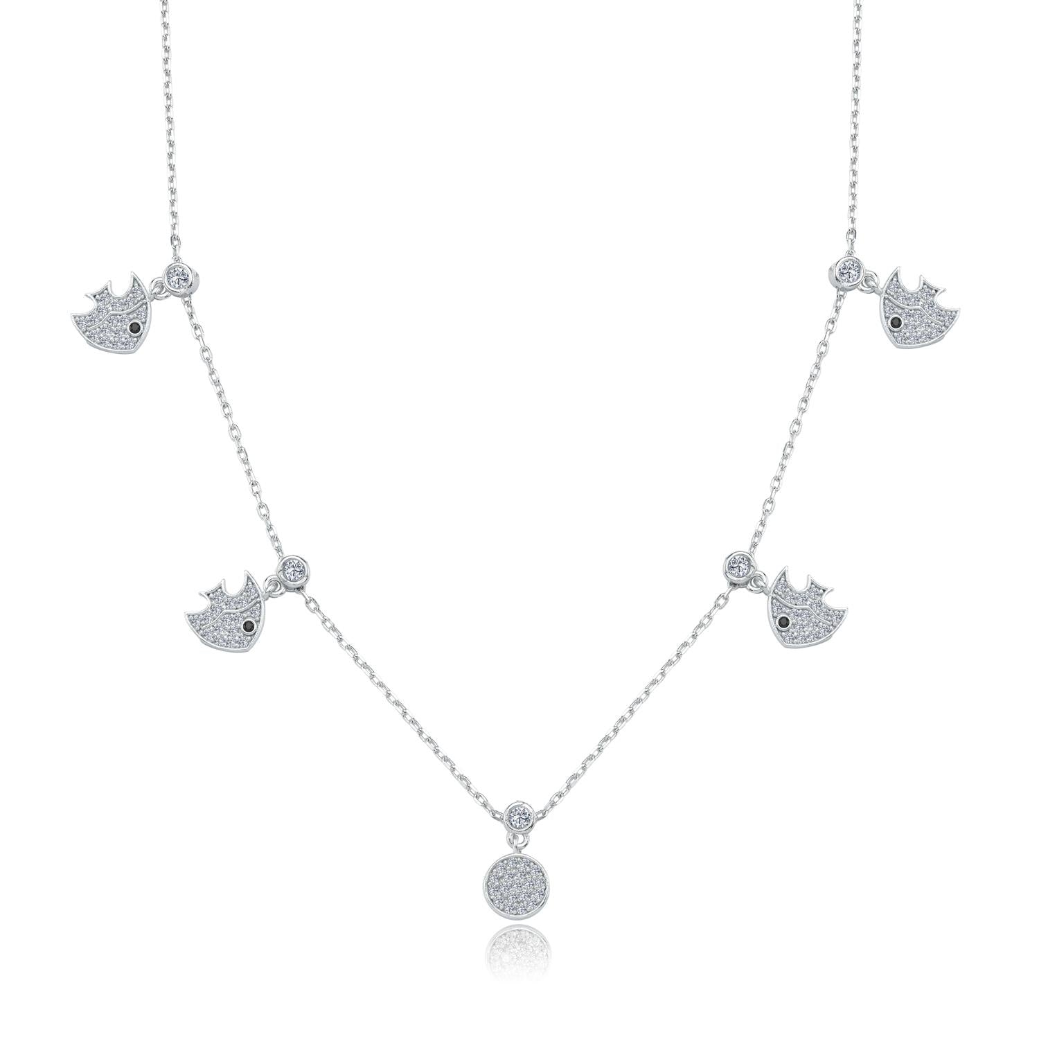 Sparkling Fins Choker Silver Luck Necklace