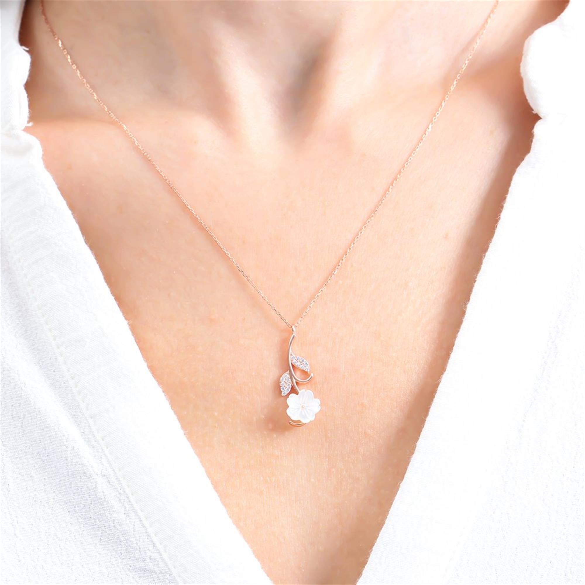 Italian Design Spring Branch Blossom Rose Gold Necklace