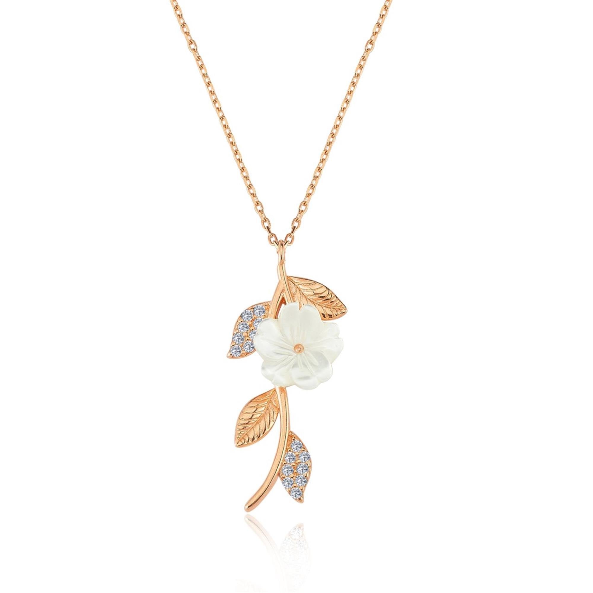 Italian Design Spring Sparkle Flowers Silver Necklace