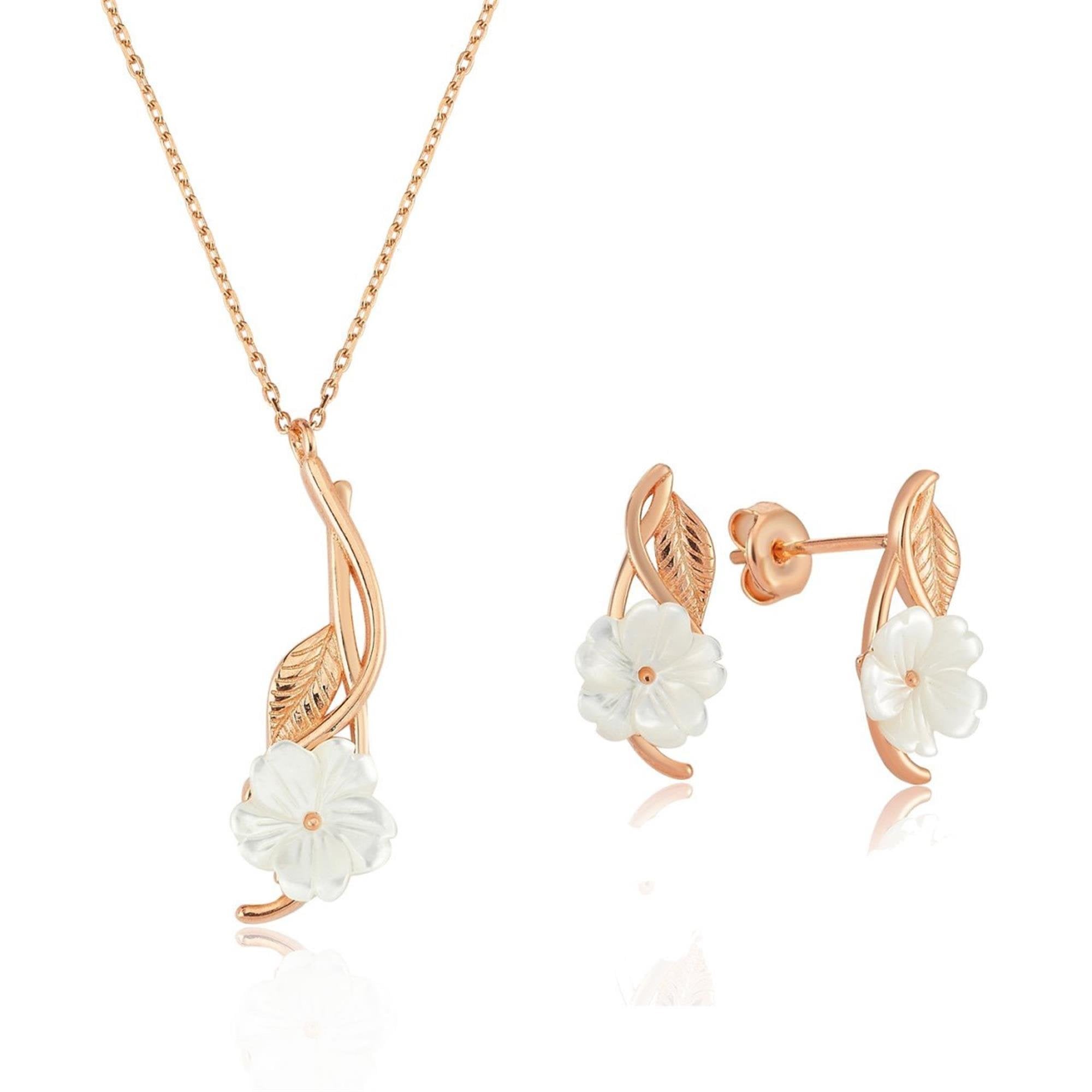 Italian Design Love Spring Sparkle Rose Gold Jewelry Set