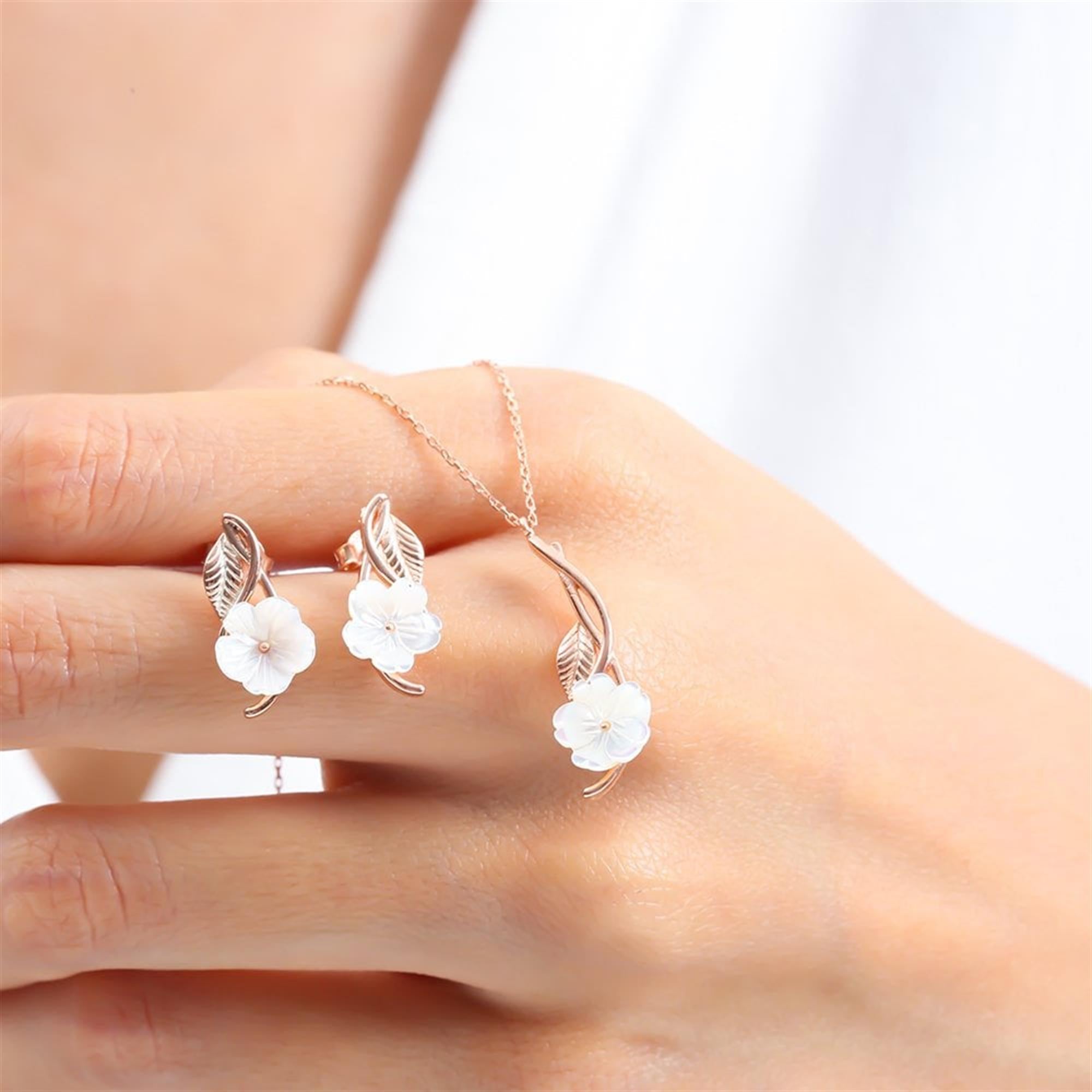 Italian Design Love Spring Sparkle Rose Gold Jewelry Set