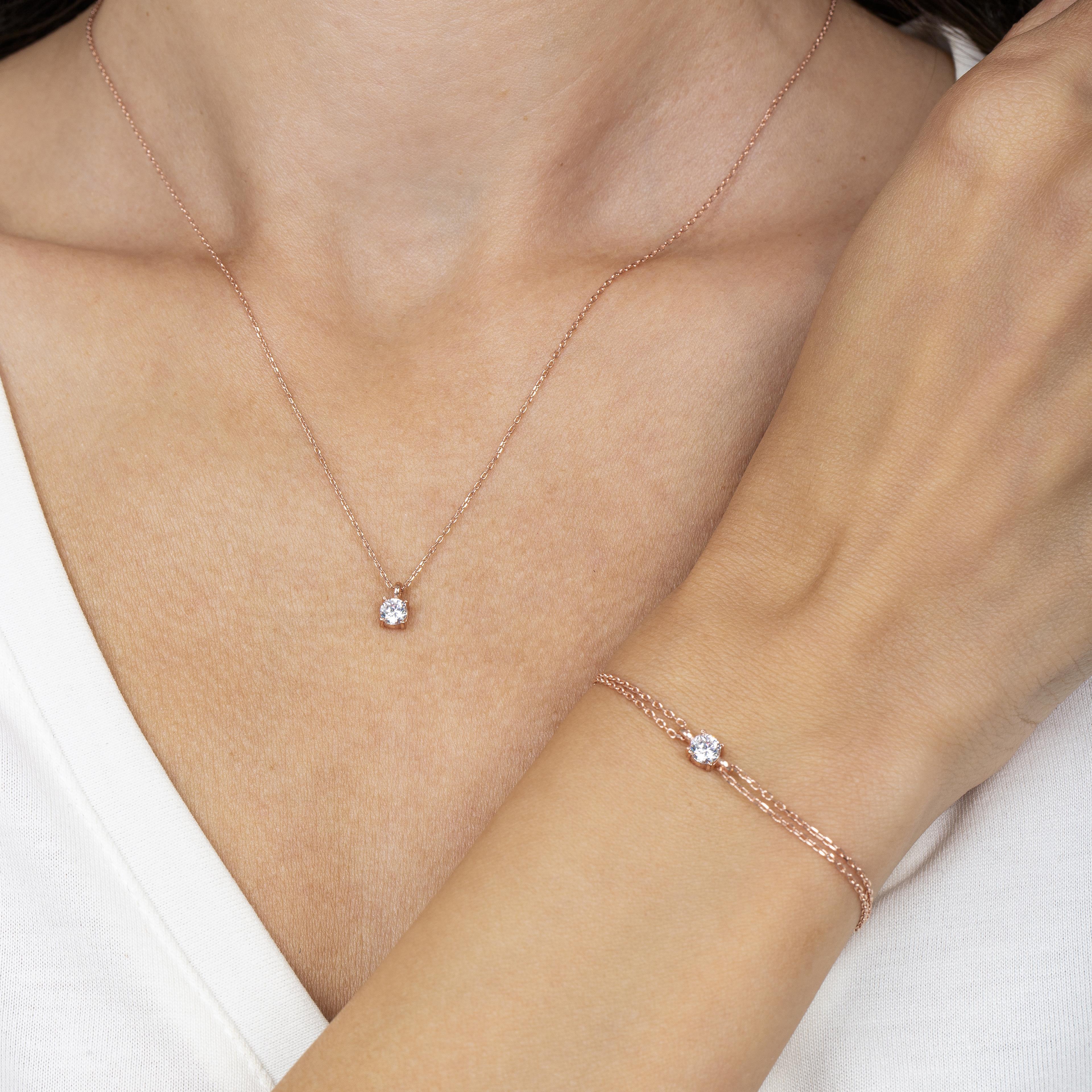 Italian Design Rose Gold Plated Silver Double Set