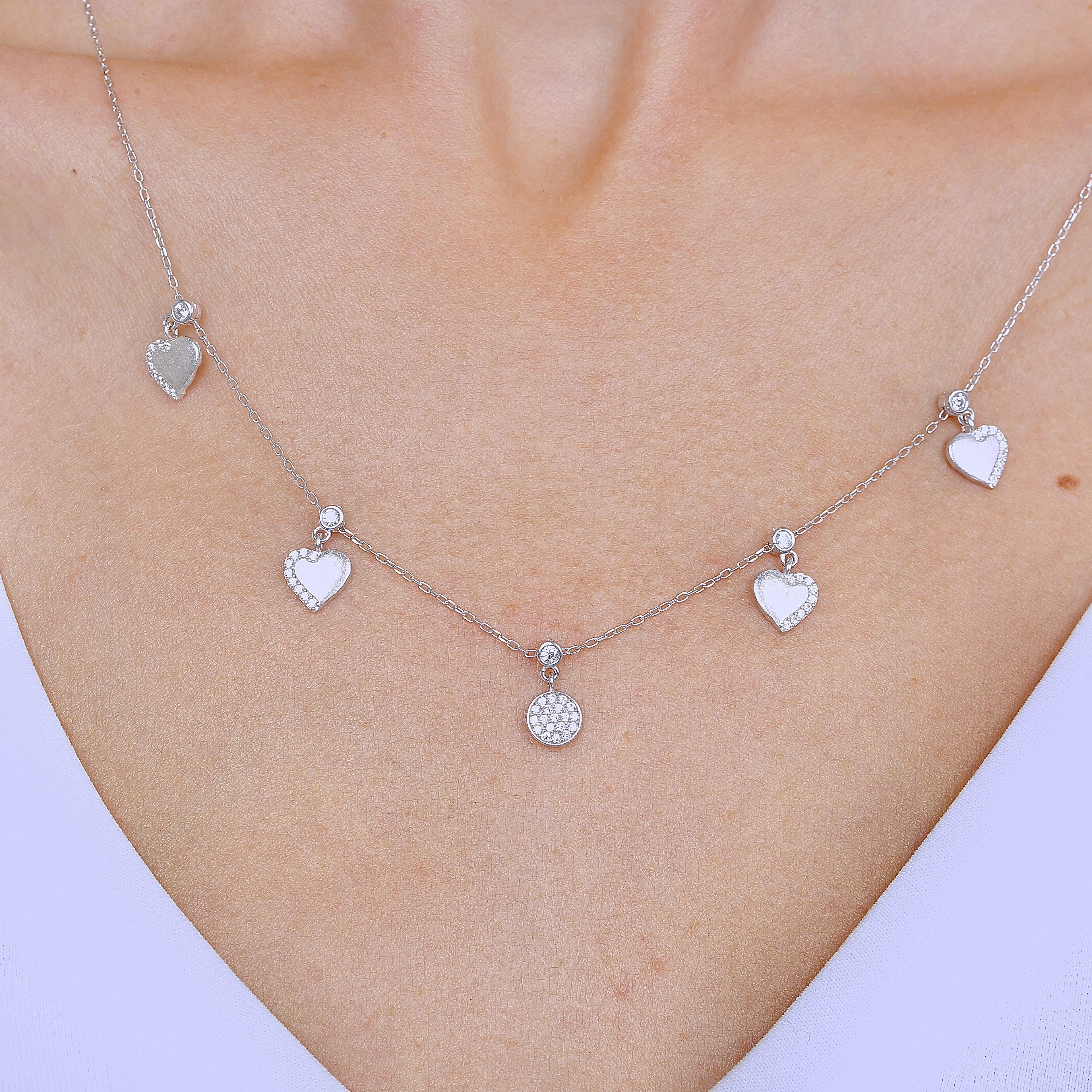925 Sterling Silver Heart Choker Necklace
