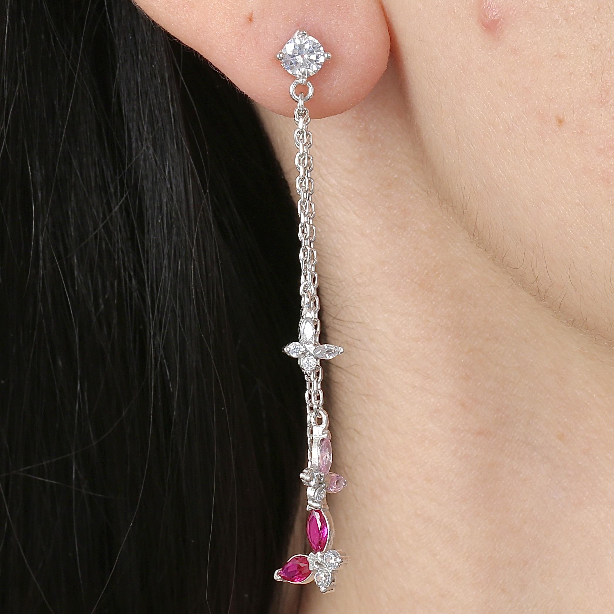 Dainty Butterfly Drop Silver Earrings