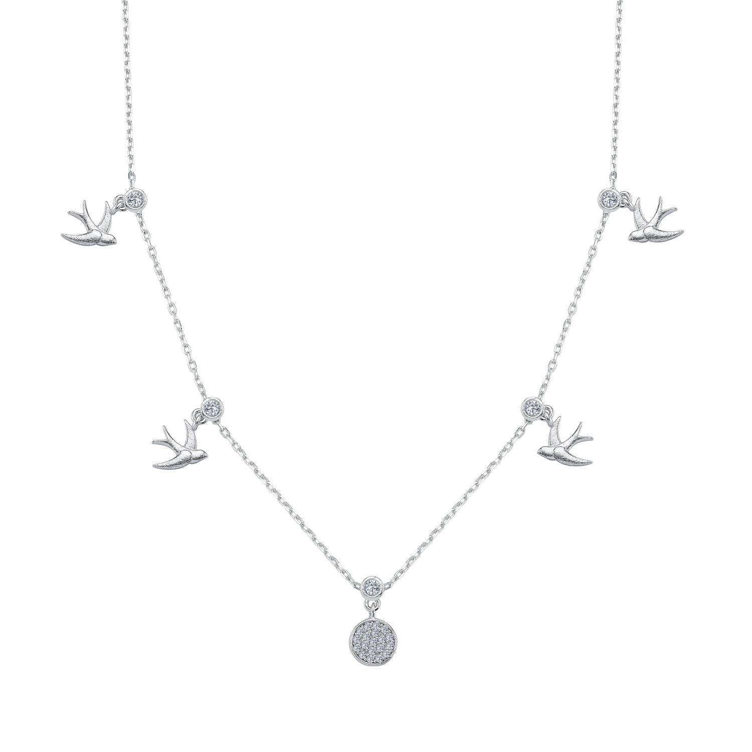 Swallow Dance Lucky Silver Choker Necklace