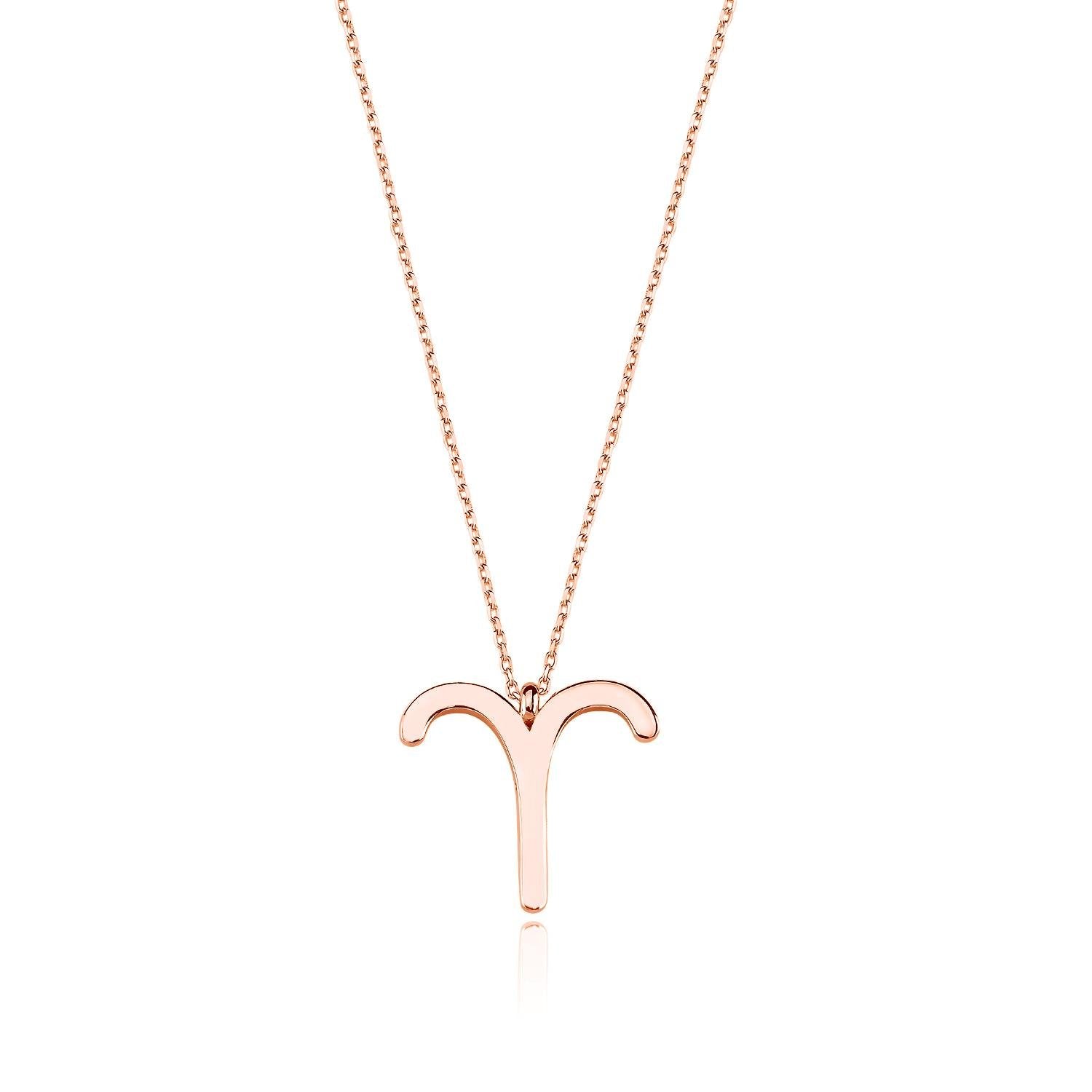 Aries Zodiac Silver Necklace Rose Gold