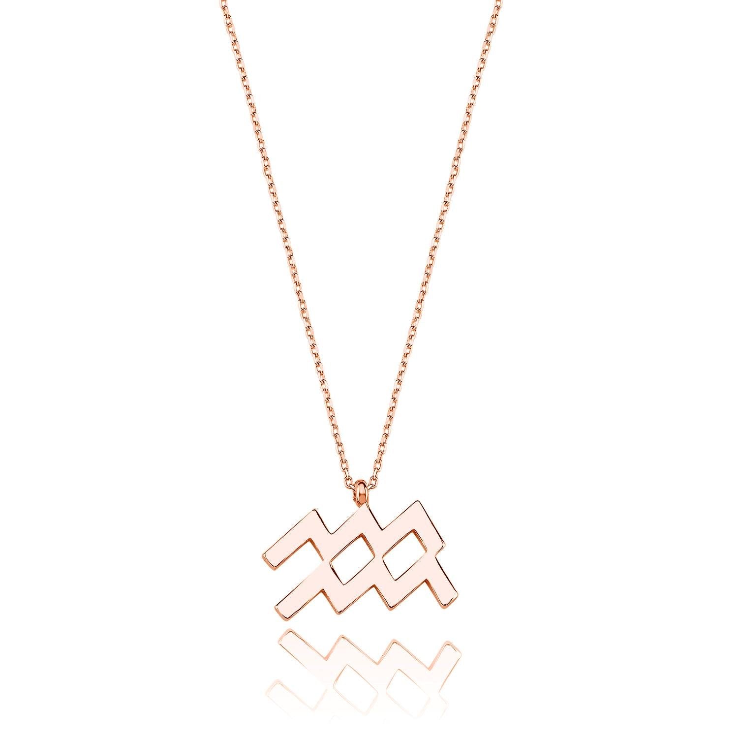 Aquarius Zodiac Silver Necklace Gold/Rose Gold