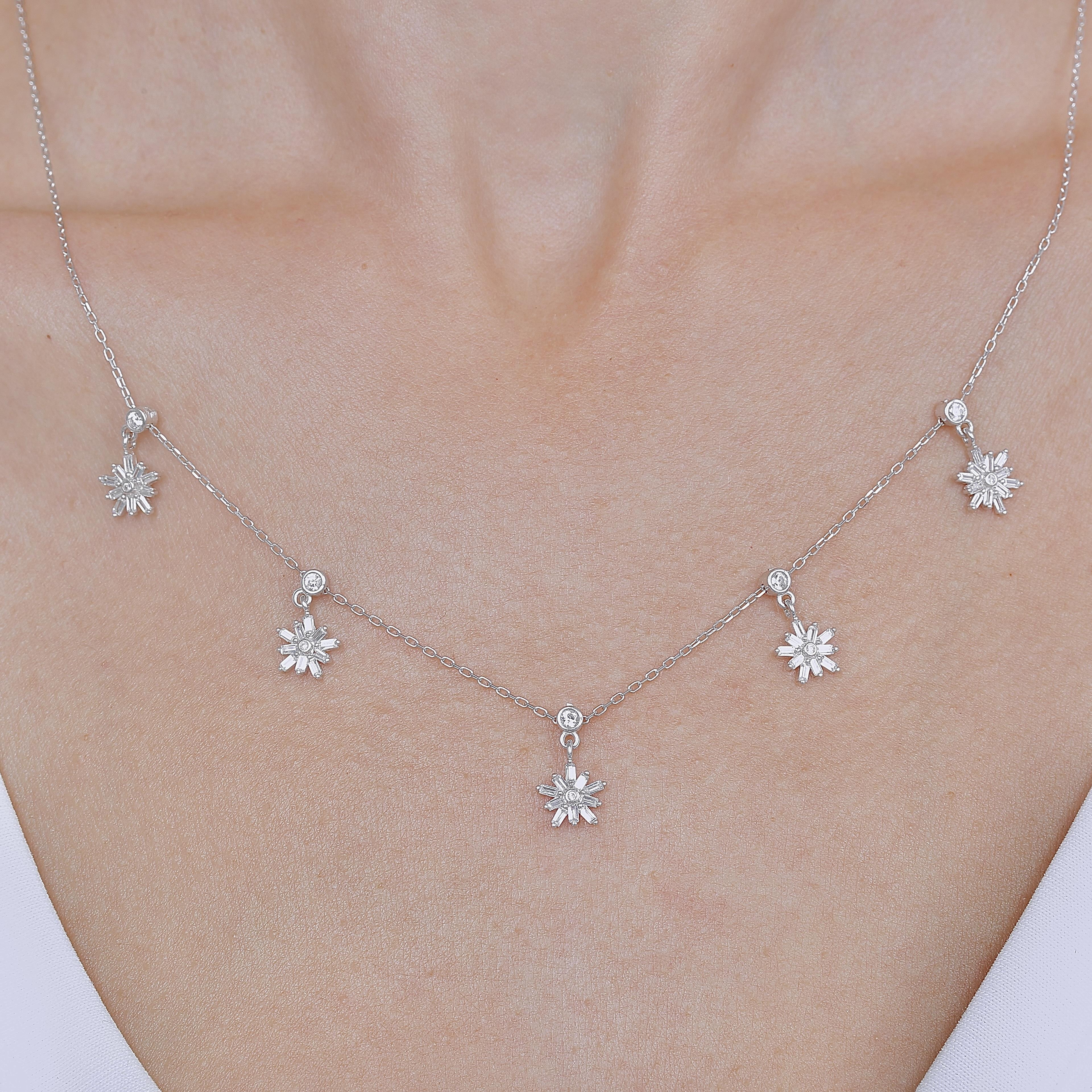 Crystal Flower Lucky Silver Choker Necklace