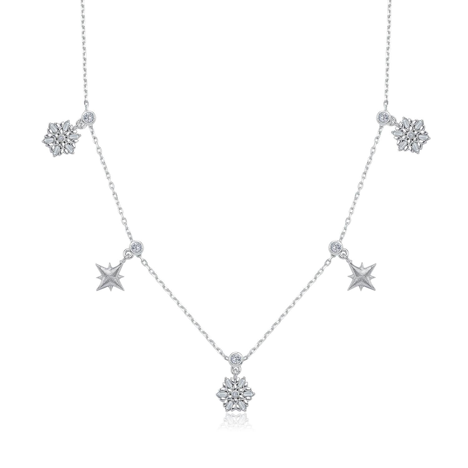 North Crystal Lucky Silver Choker Necklace