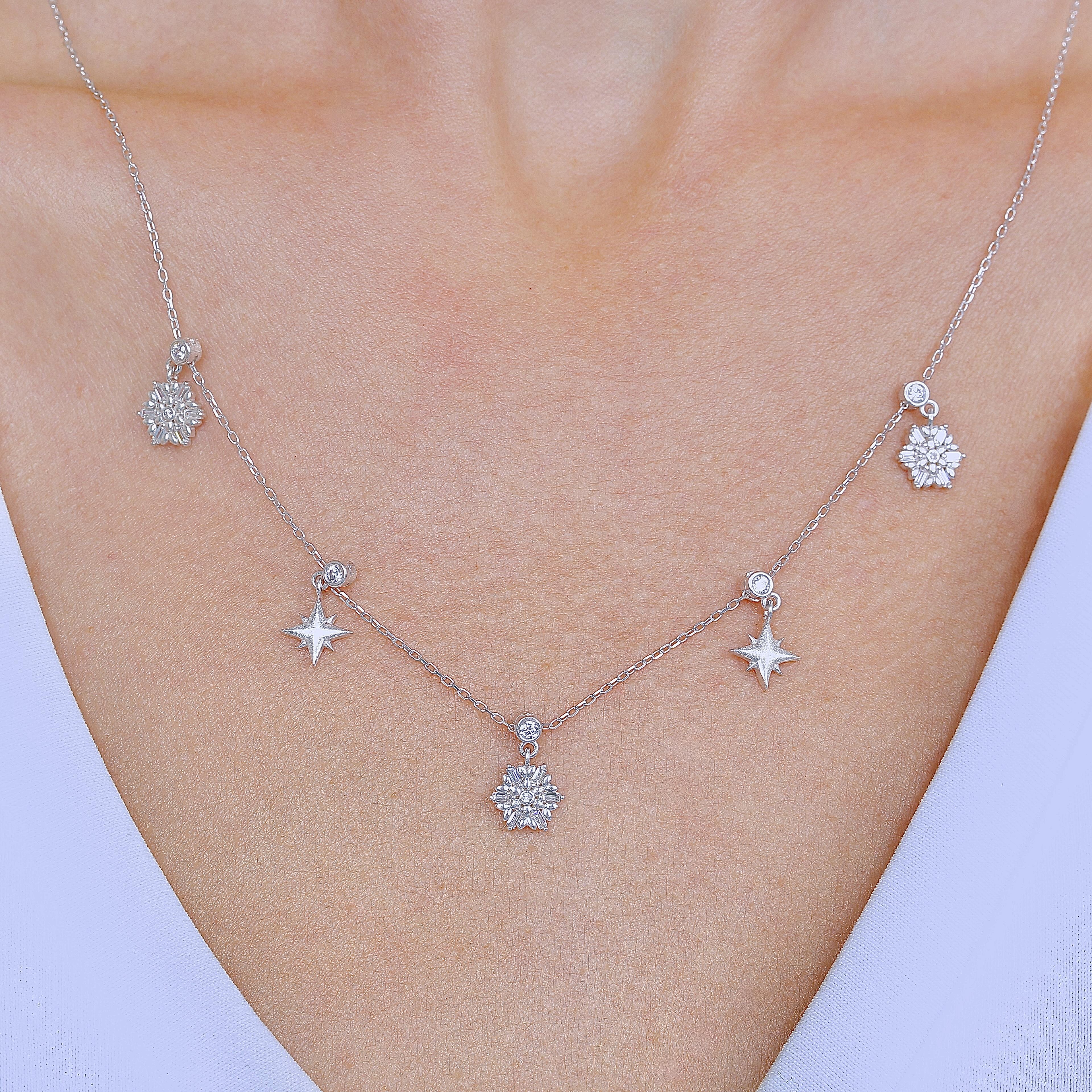 North Crystal Lucky Silver Choker Necklace