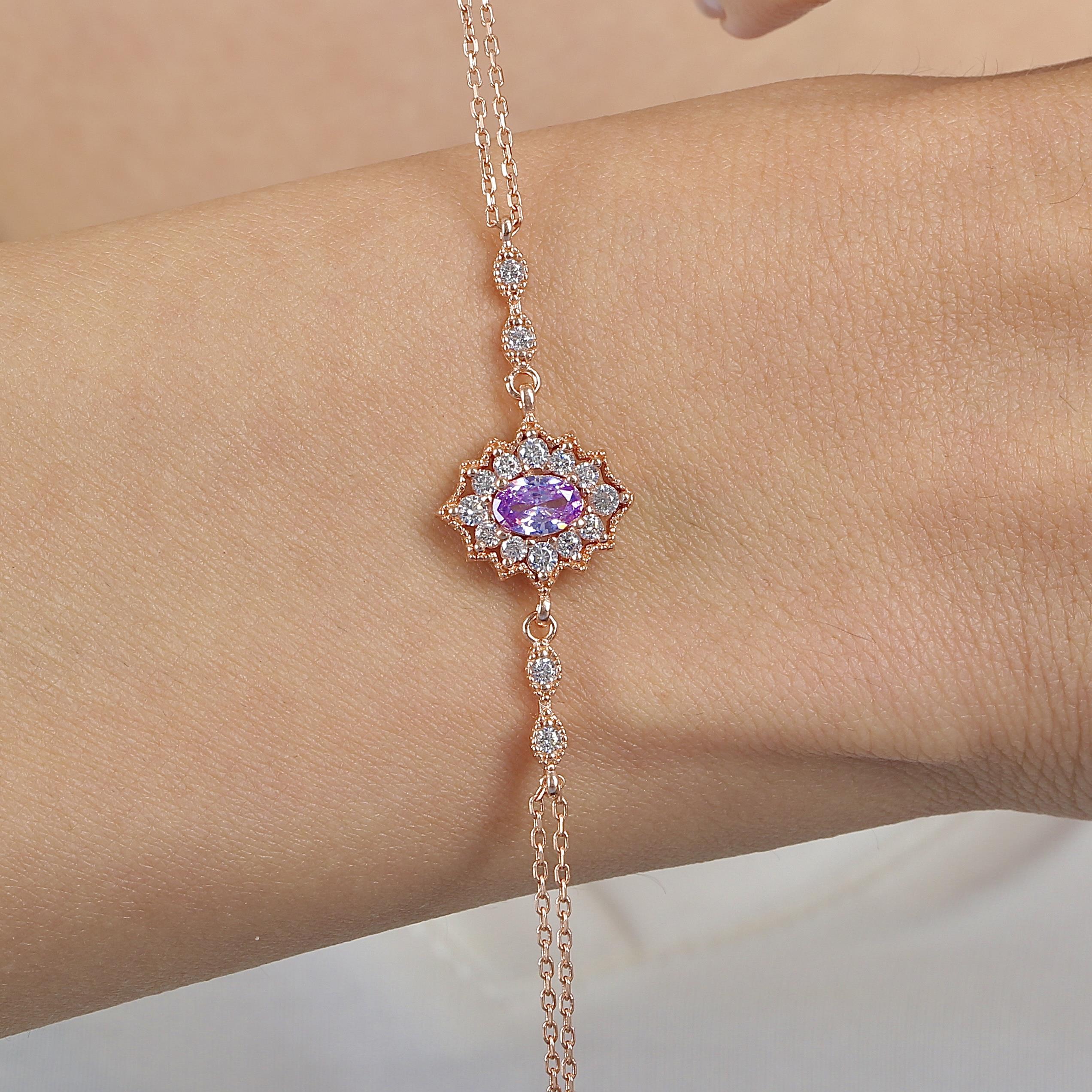 Lilac Stone Noble Bohemian Rose Gold Bracelet