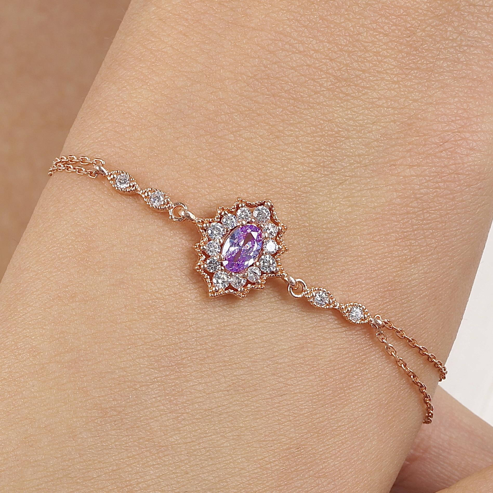 Lilac Stone Noble Bohemian Rose Gold Bracelet