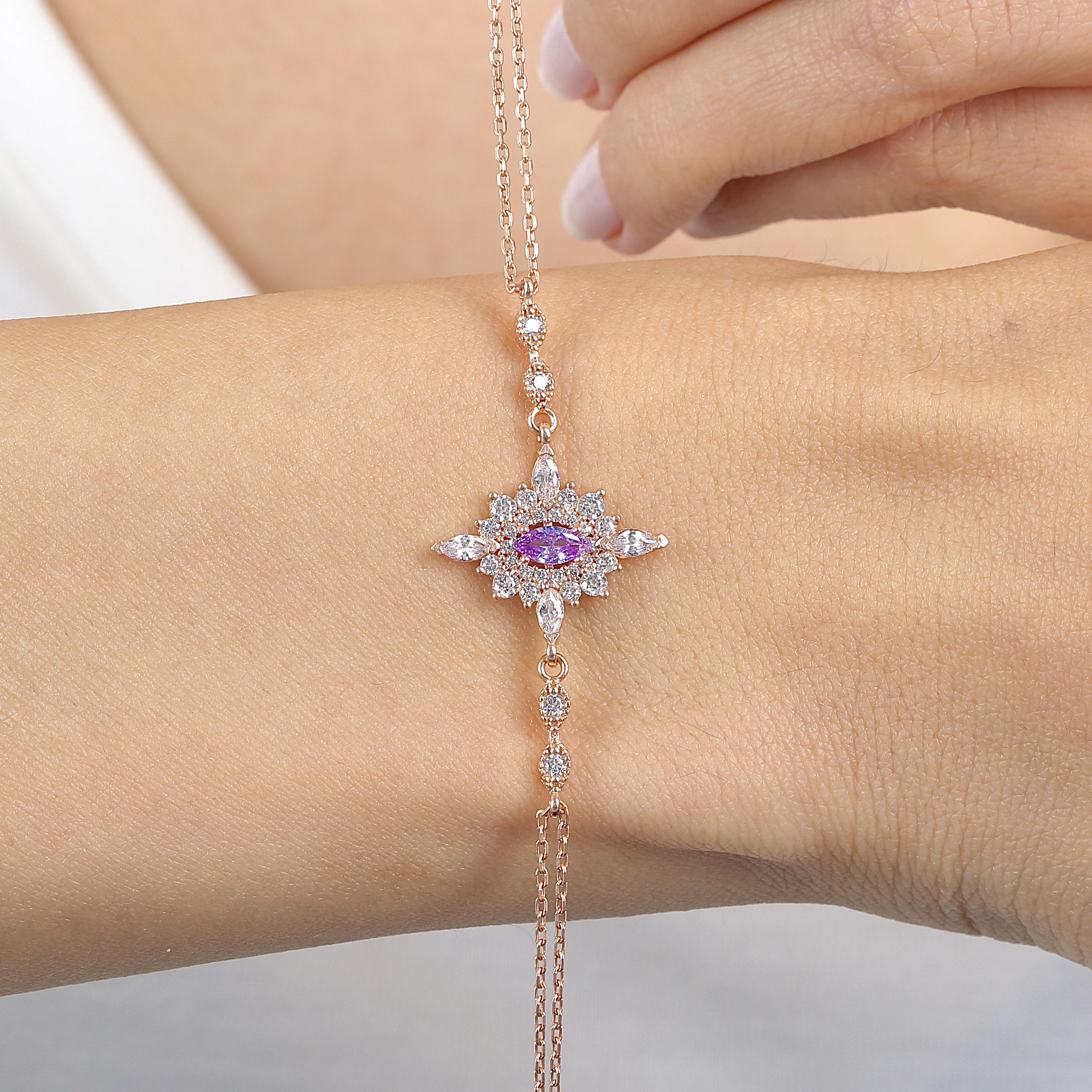 Lilac Noble Royal Insignia Vintage Rose Gold Bracelet