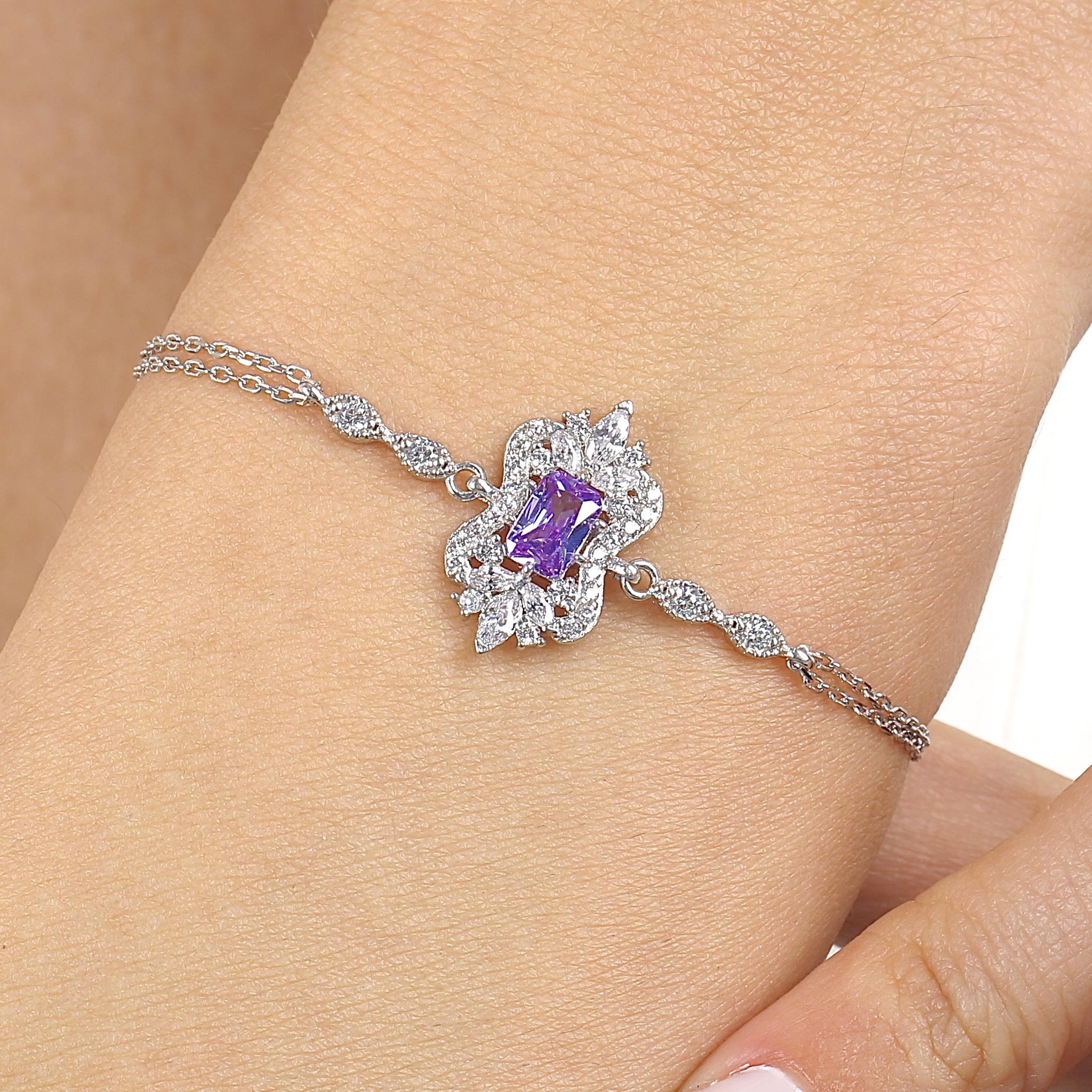 Lilac Stone Vintage Silver Bracelet
