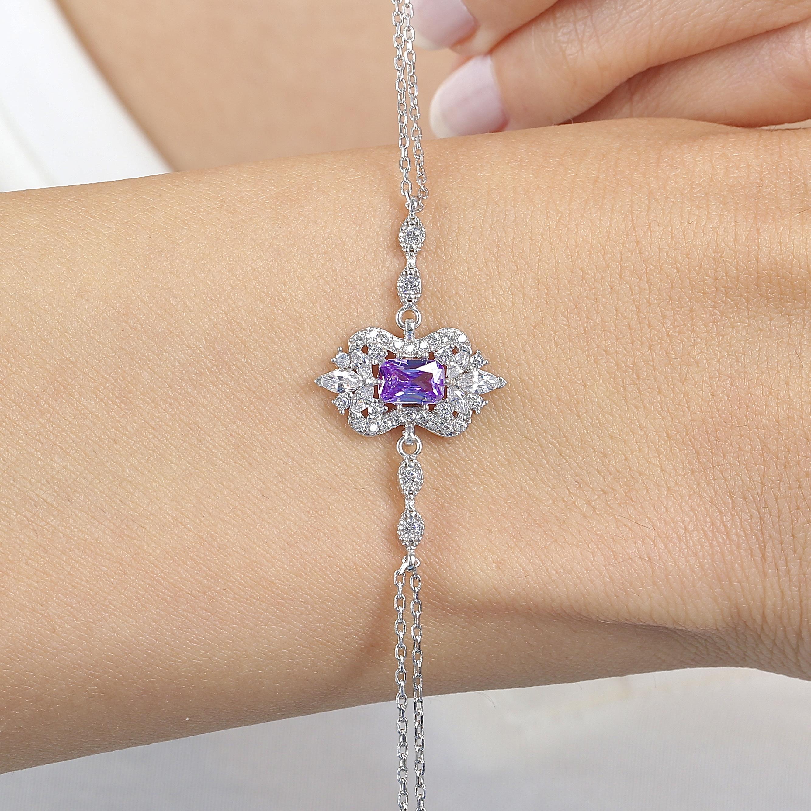 Lilac Stone Vintage Silver Bracelet