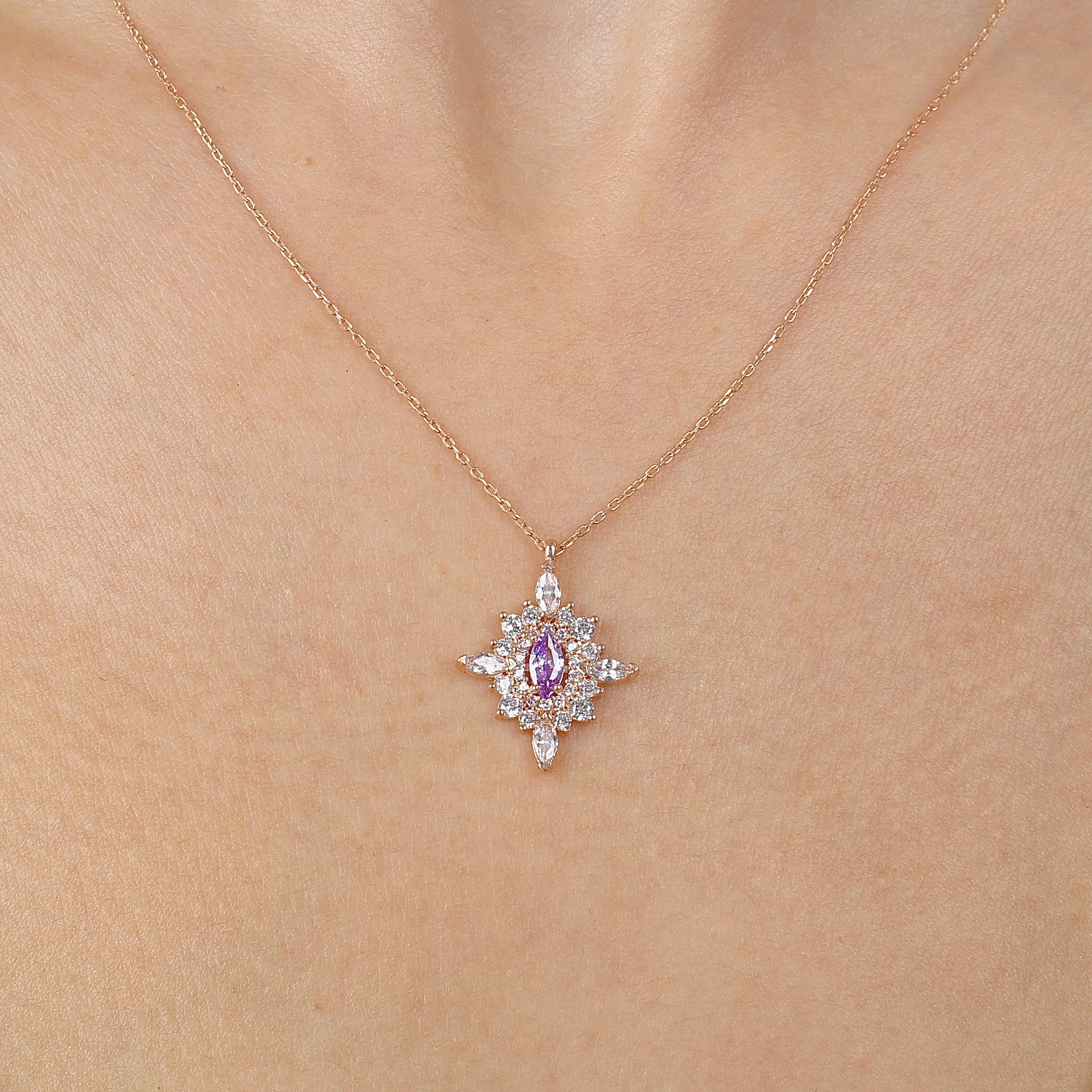 Lilac Stone Dynasty Crest Vintage Silver Necklace